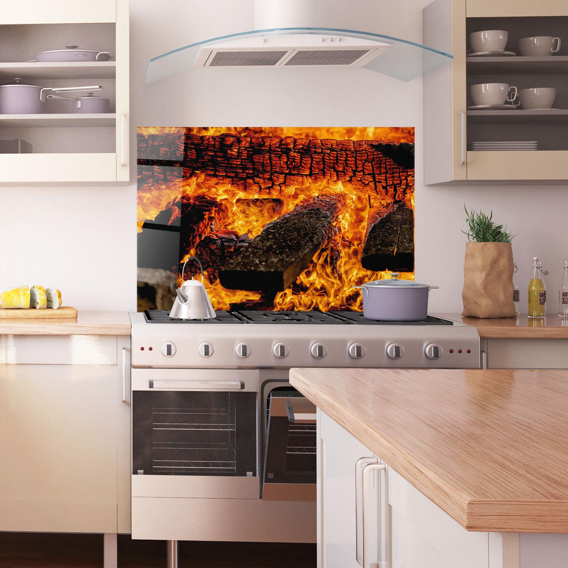 Стъклен панел за кухня Inferno Heat mockup 1