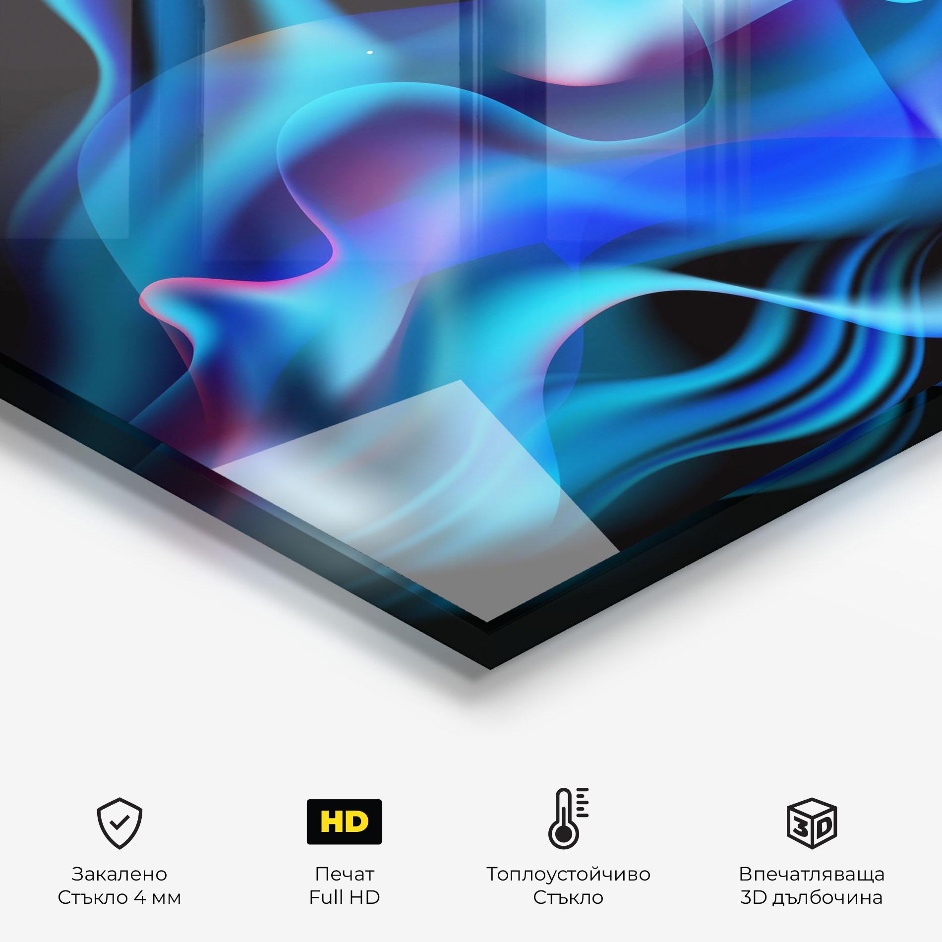 Стъклен панел за кухня Blue Fire mockup 2