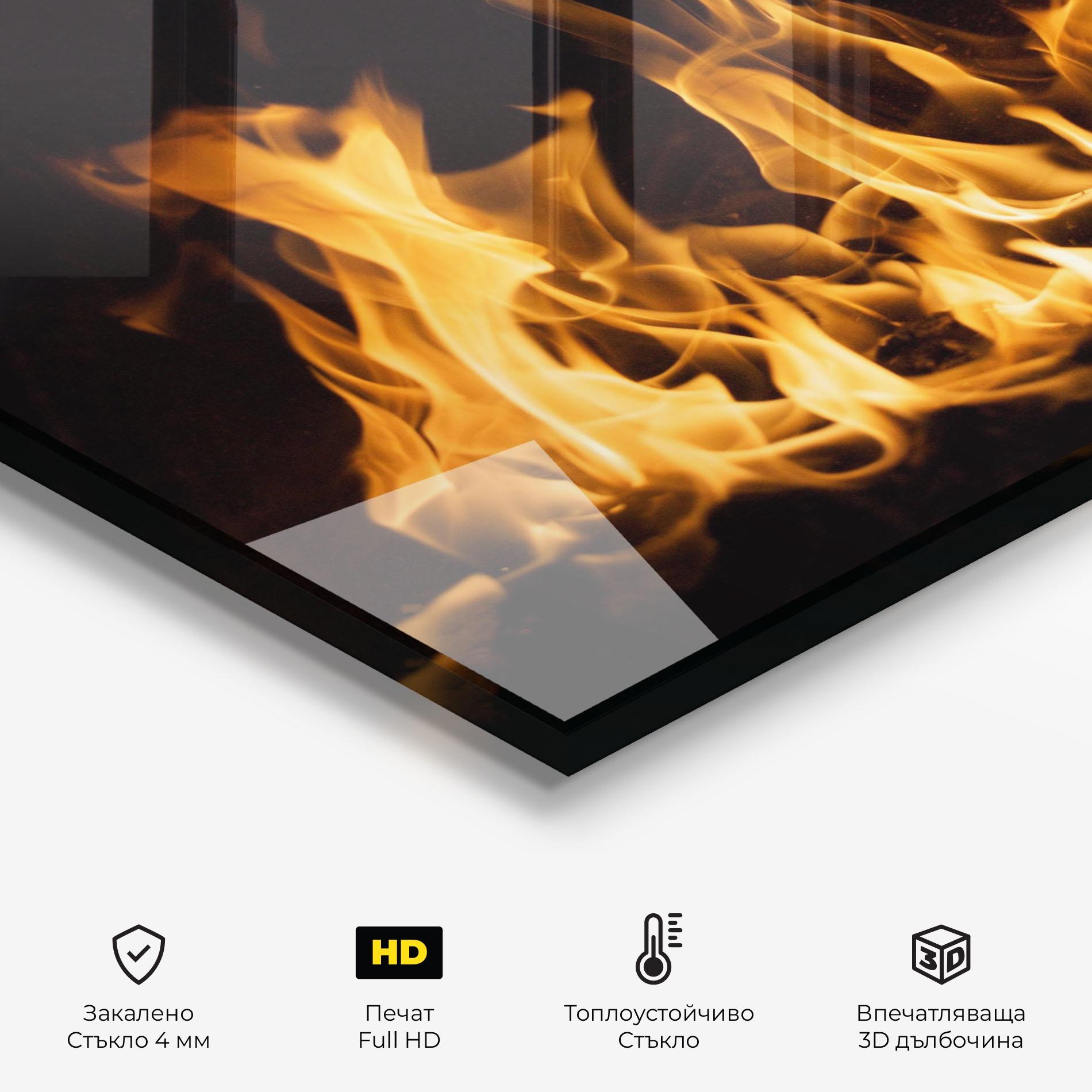 Стъклен панел за кухня Bright Flame mockup 2