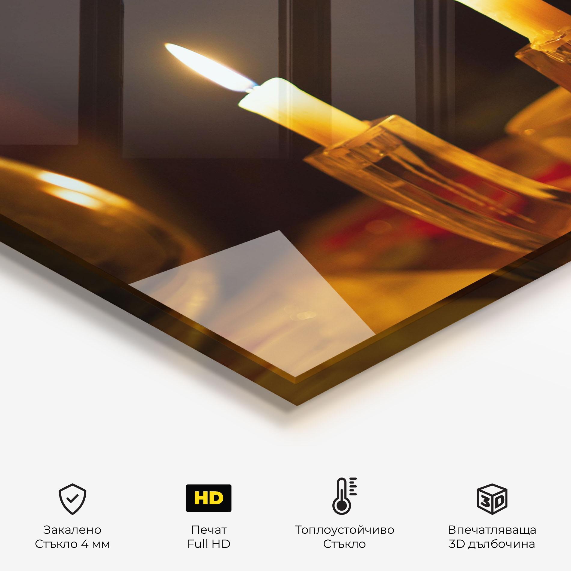 Стъклен панел за кухня Candle Light mockup 2
