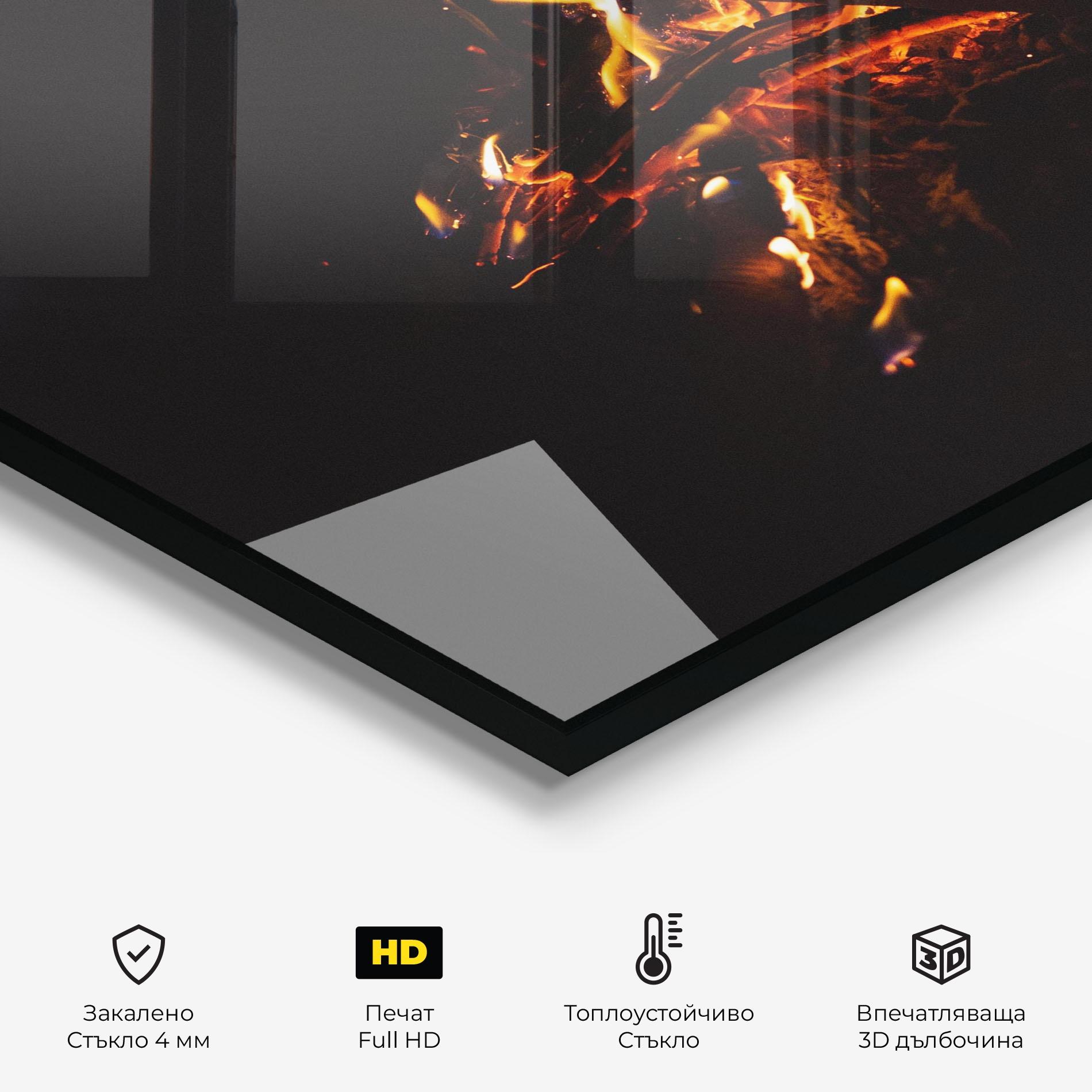 Стъклен панел за кухня Fiery Blaze mockup 2