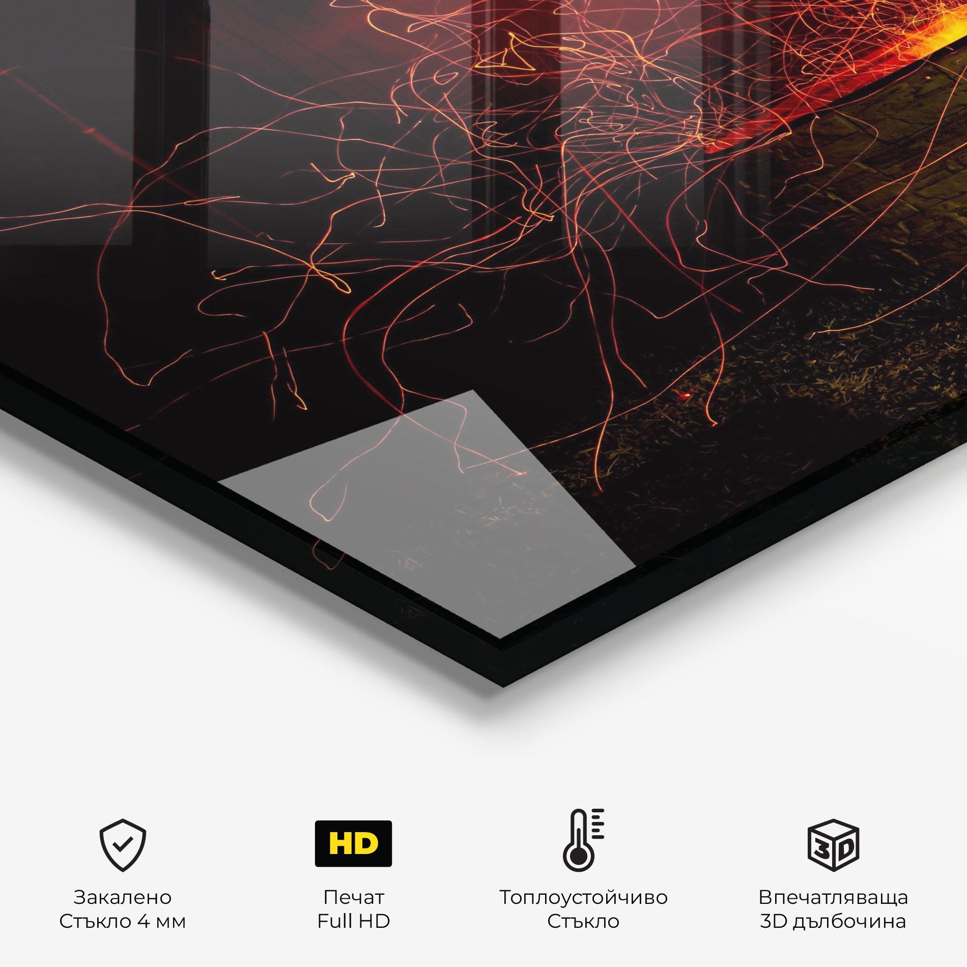 Стъклен панел за кухня Fire Drawing Effect mockup 2