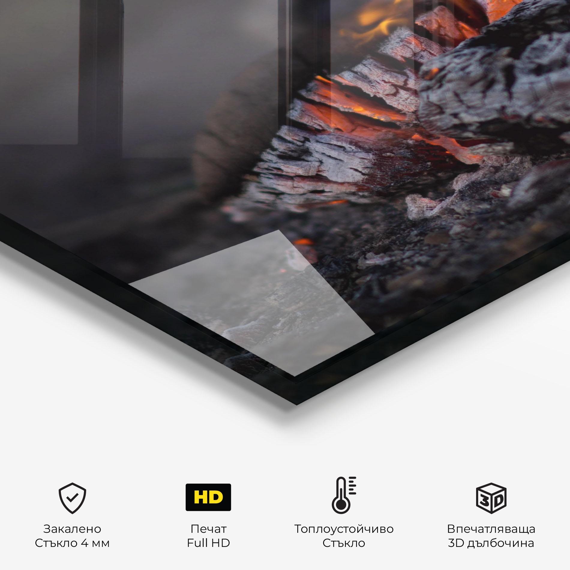 Стъклен панел за кухня Fire Start mockup 2