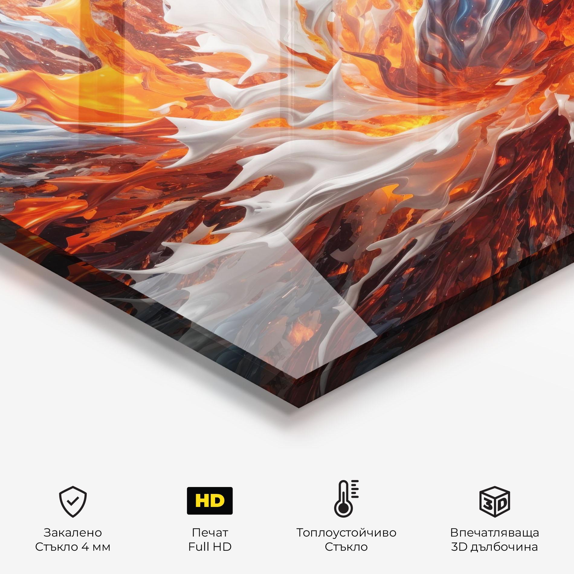 Стъклен панел за кухня Flame Rase mockup 2