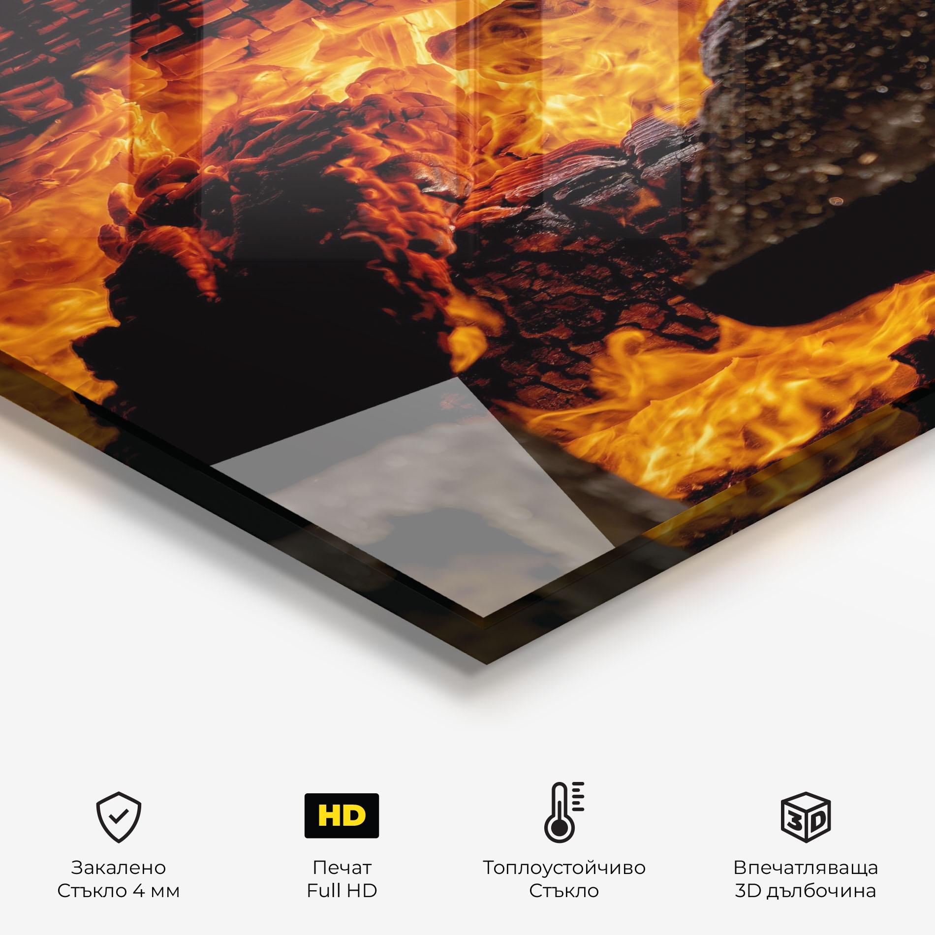 Стъклен панел за кухня Inferno Heat mockup 2