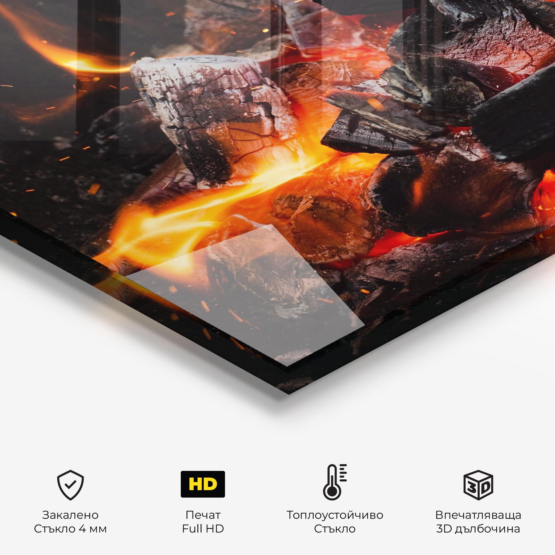 Стъклен панел за кухня Inferno Scorch mockup 2