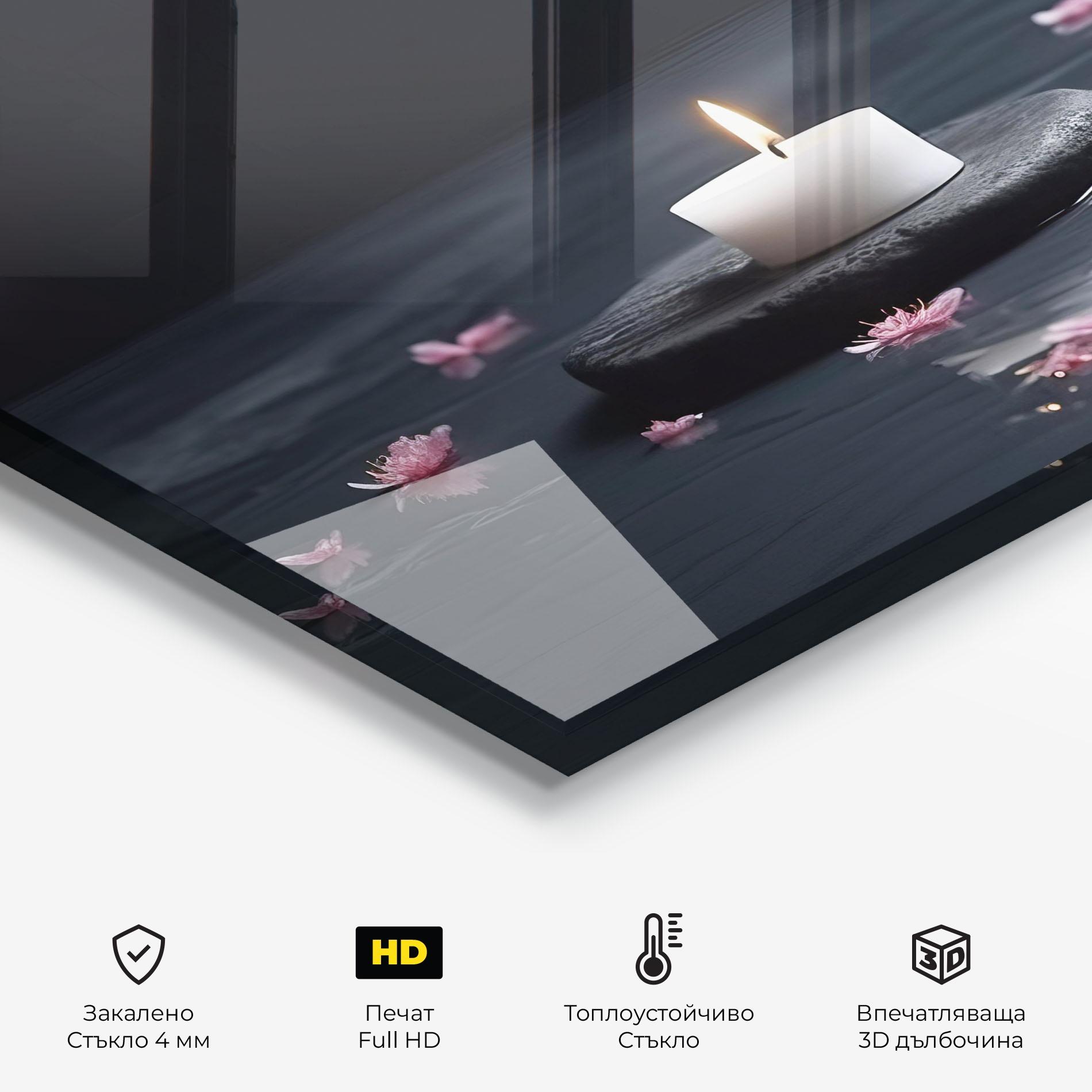 Стъклен панел за кухня Spa White Candle mockup 2