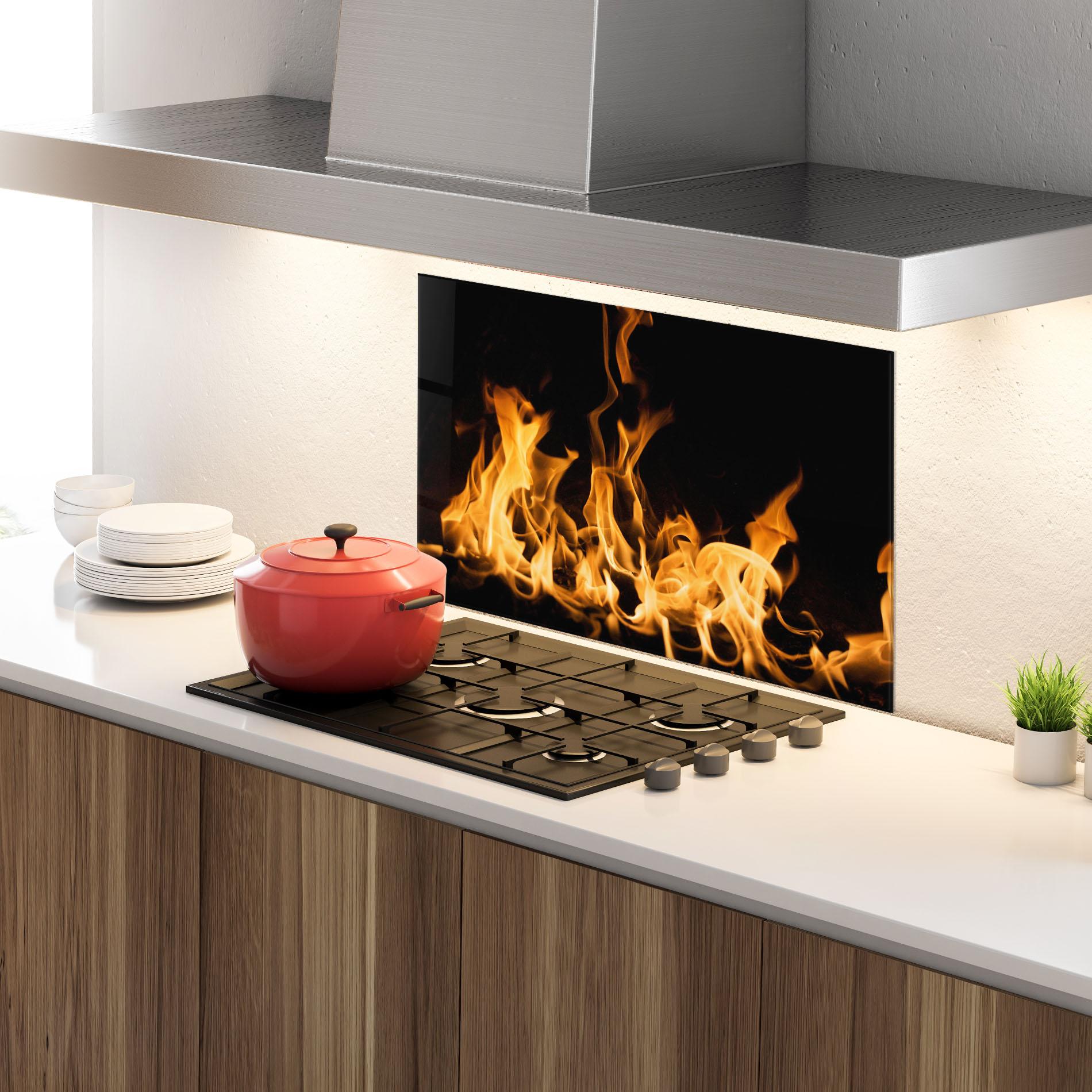 Стъклен панел за кухня Bright Flame mockup 4