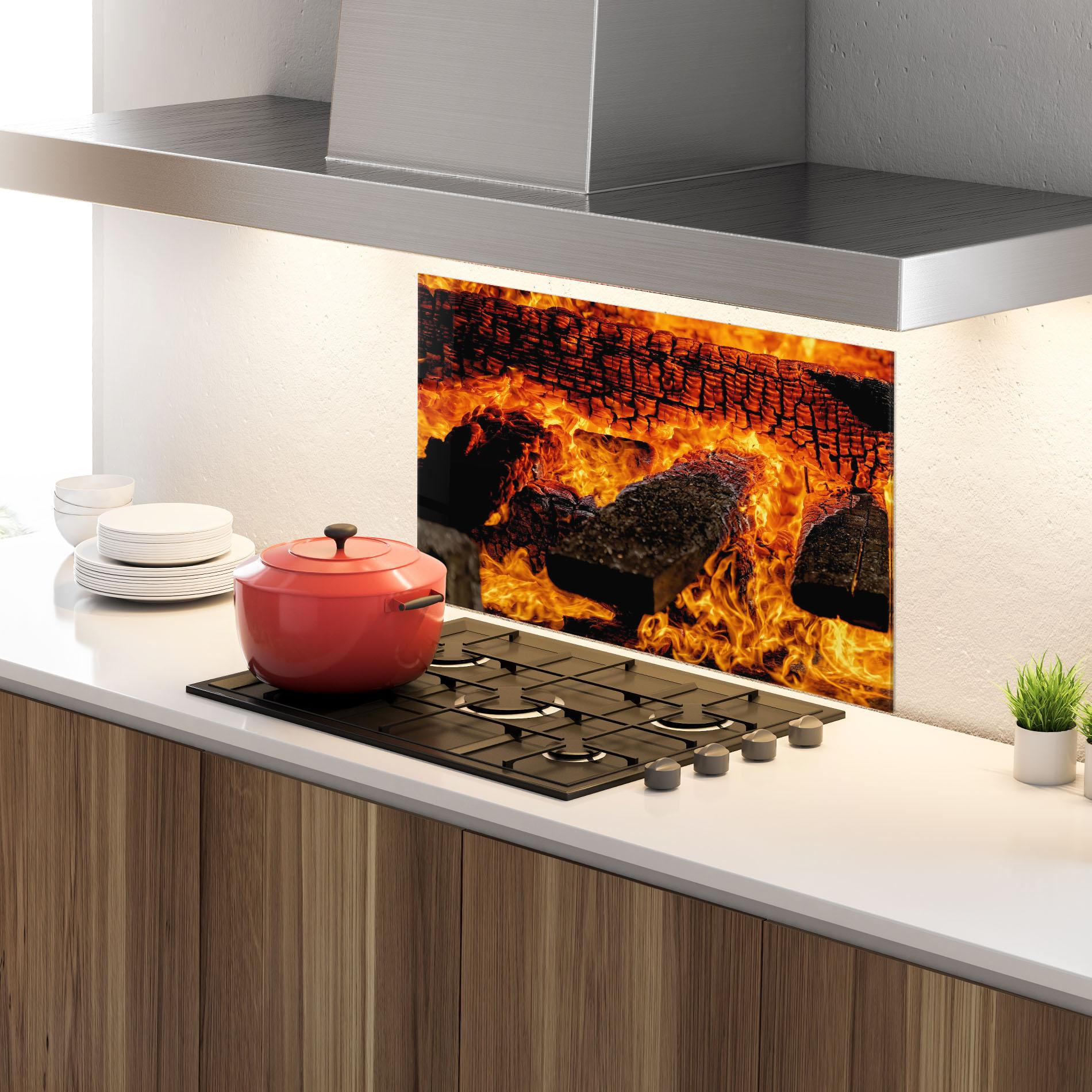 Стъклен панел за кухня Inferno Heat mockup 4