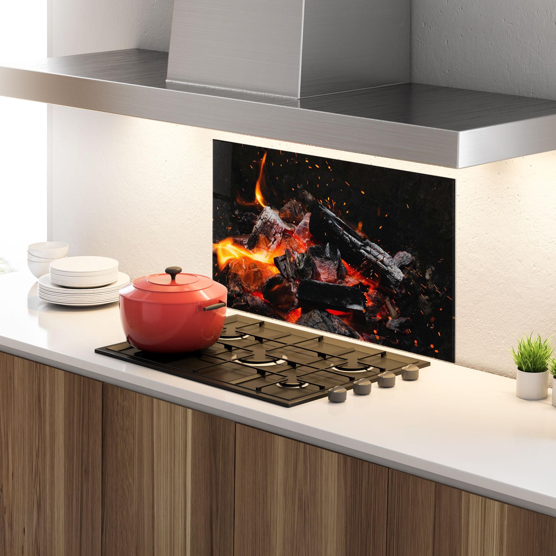 Стъклен панел за кухня Inferno Scorch mockup 4