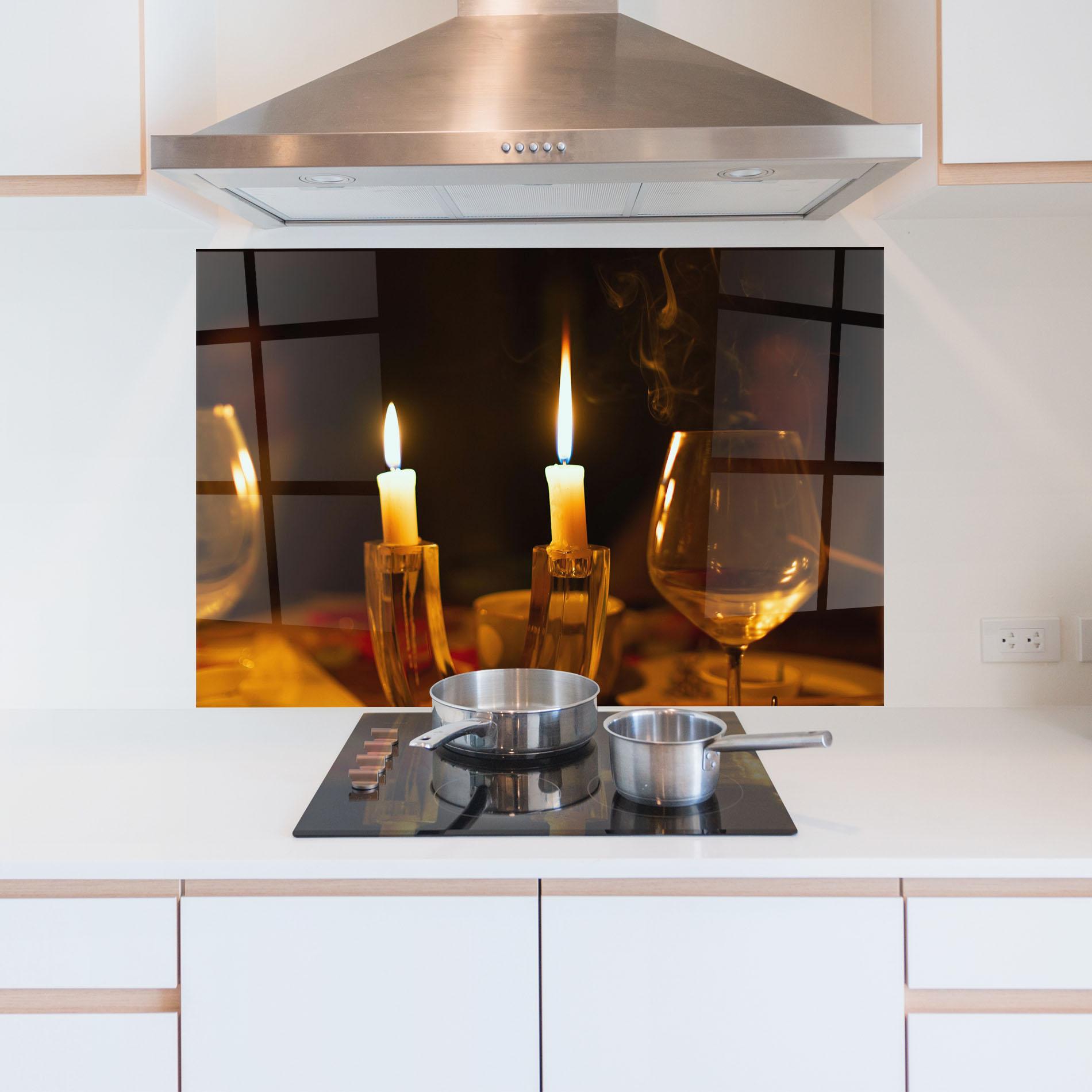 Стъклен панел за кухня Candle Light mockup 5