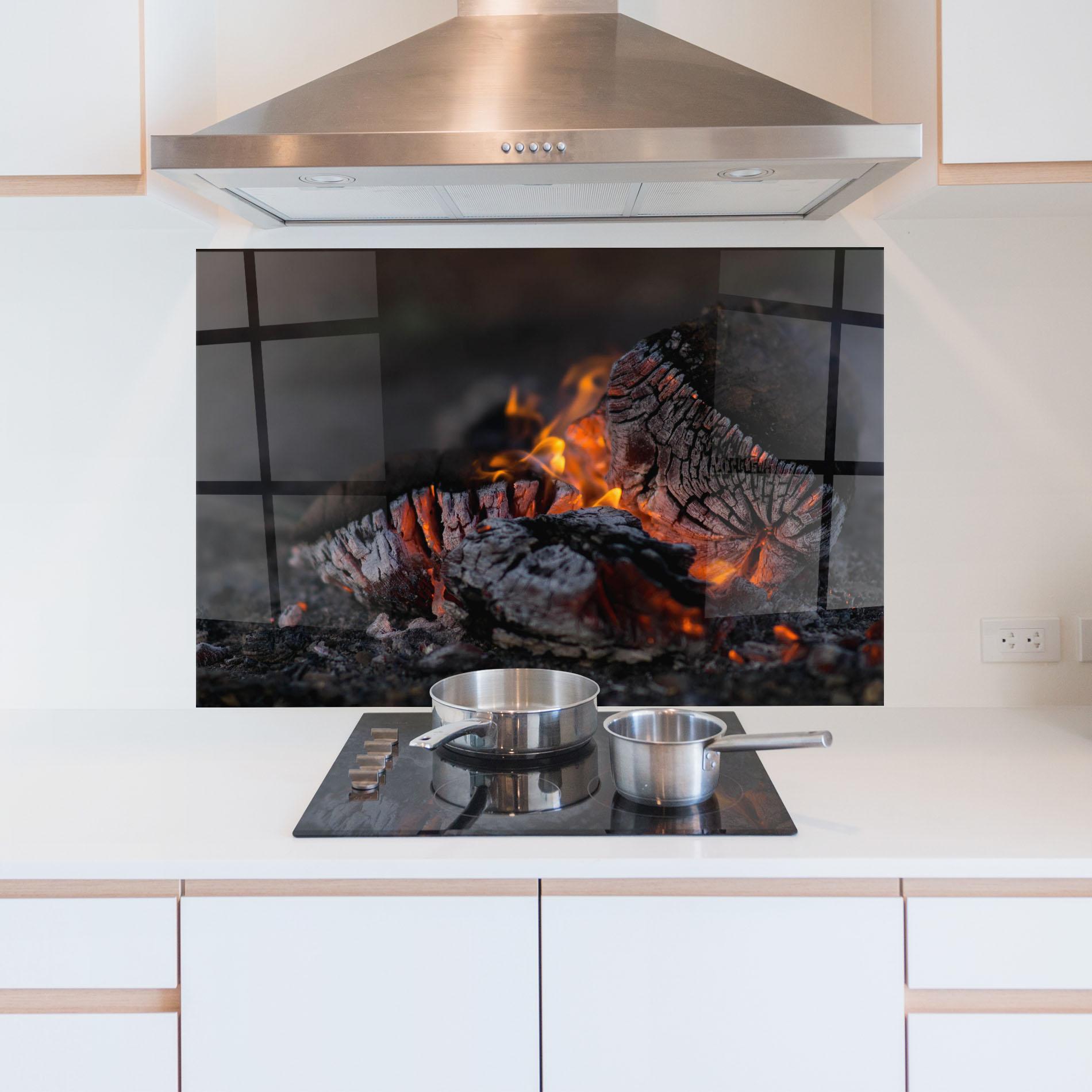 Стъклен панел за кухня Fire Start mockup 5