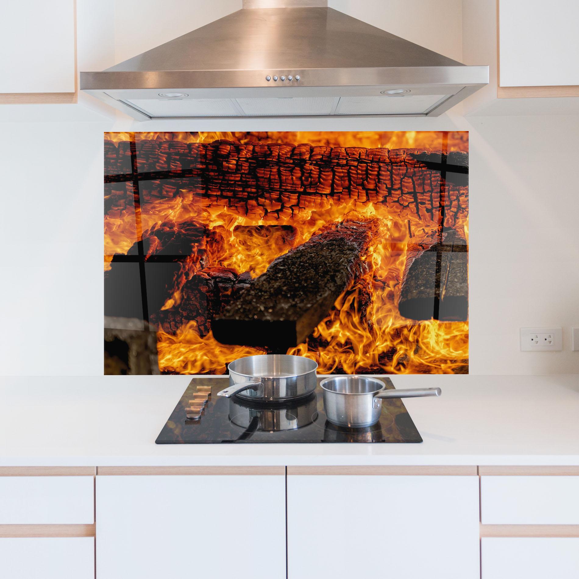 Стъклен панел за кухня Inferno Heat mockup 5