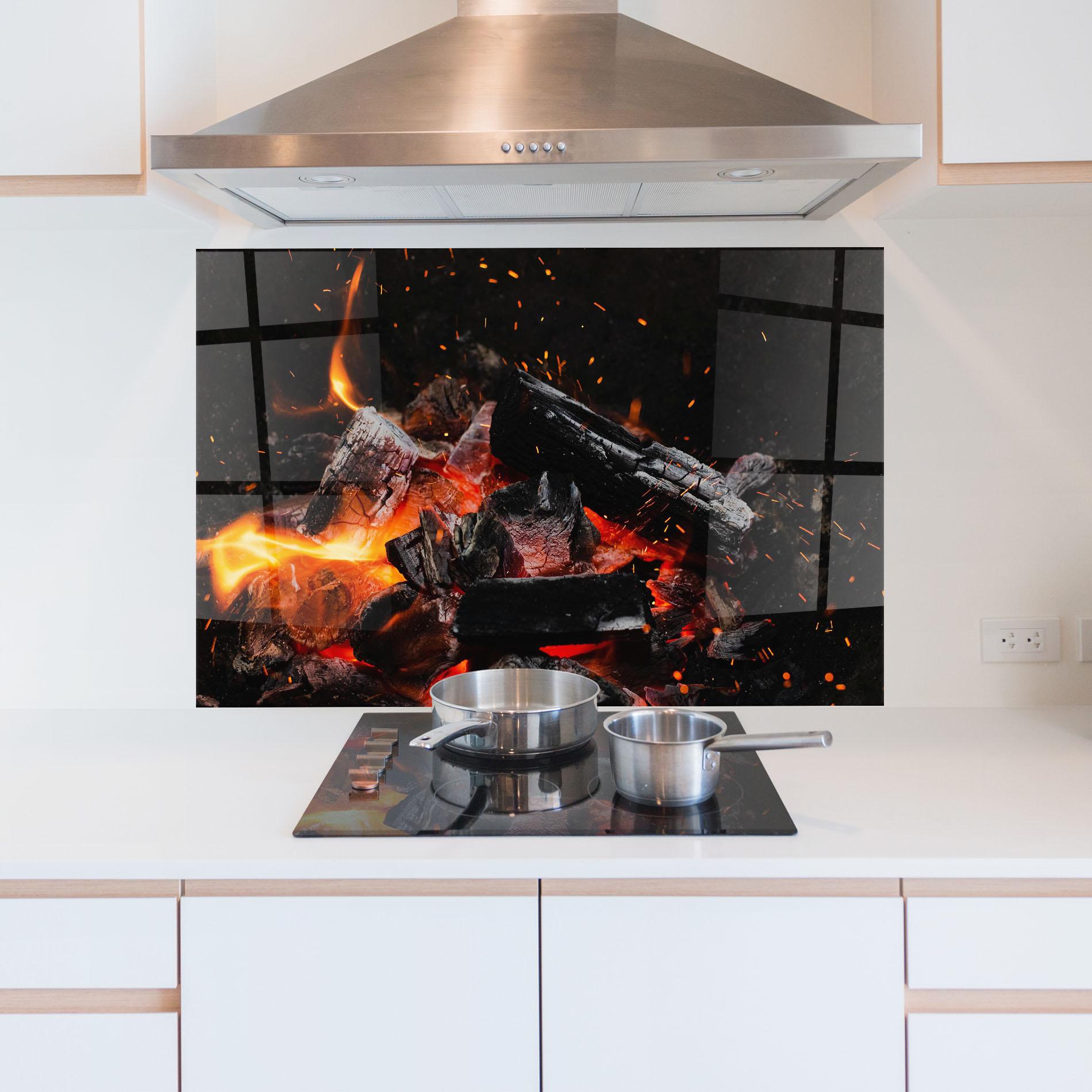 Стъклен панел за кухня Inferno Scorch mockup 5