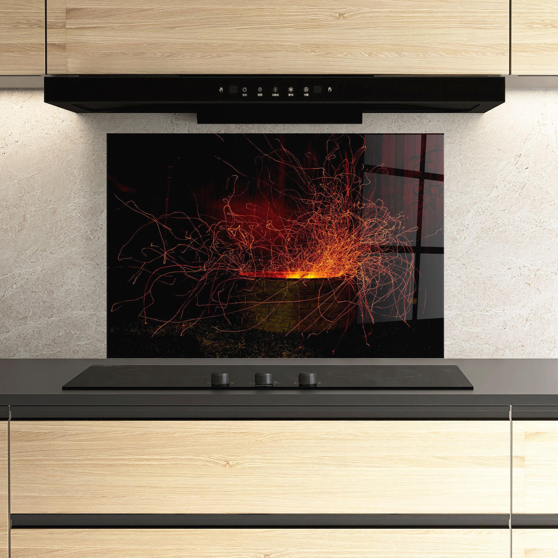 Стъклен панел за кухня Fire Drawing Effect mockup 3