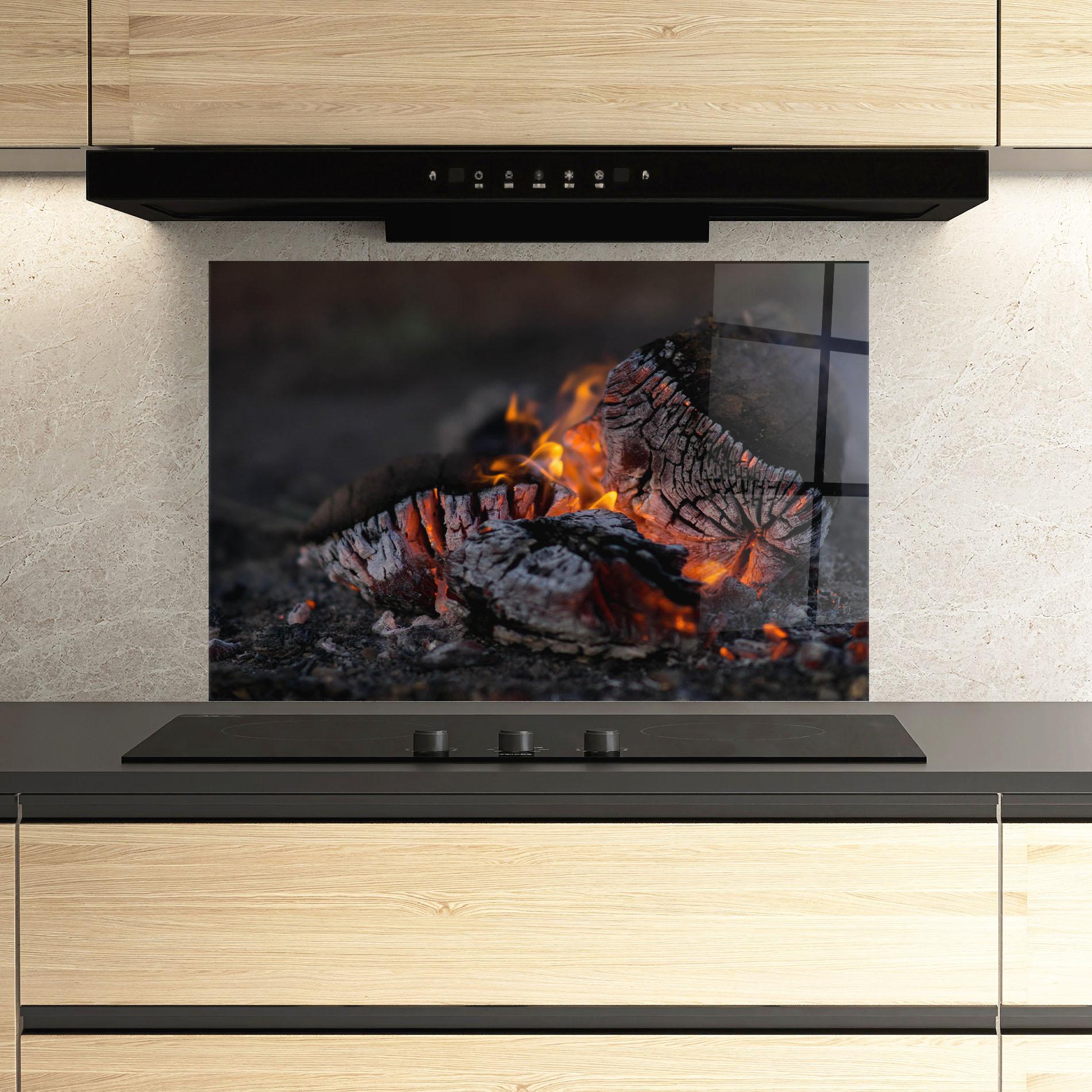 Стъклен панел за кухня Fire Start mockup 3
