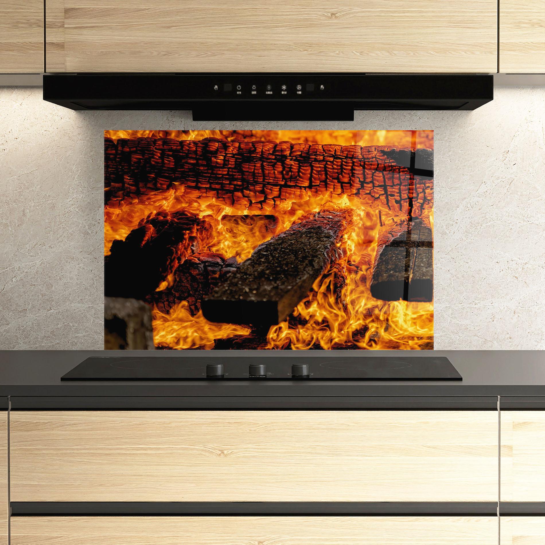 Стъклен панел за кухня Inferno Heat mockup 3