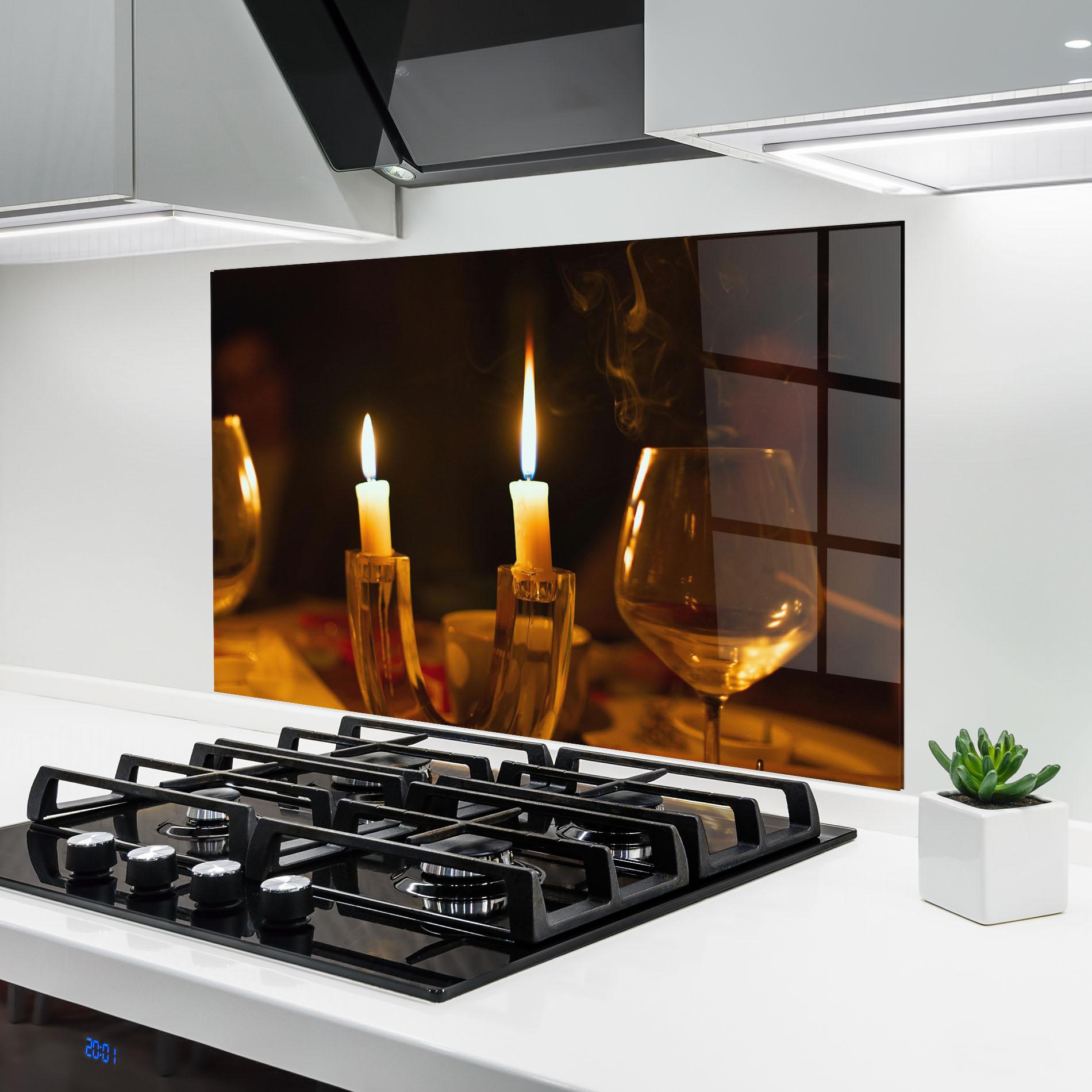 Стъклен панел за кухня Candle Light mockup 6