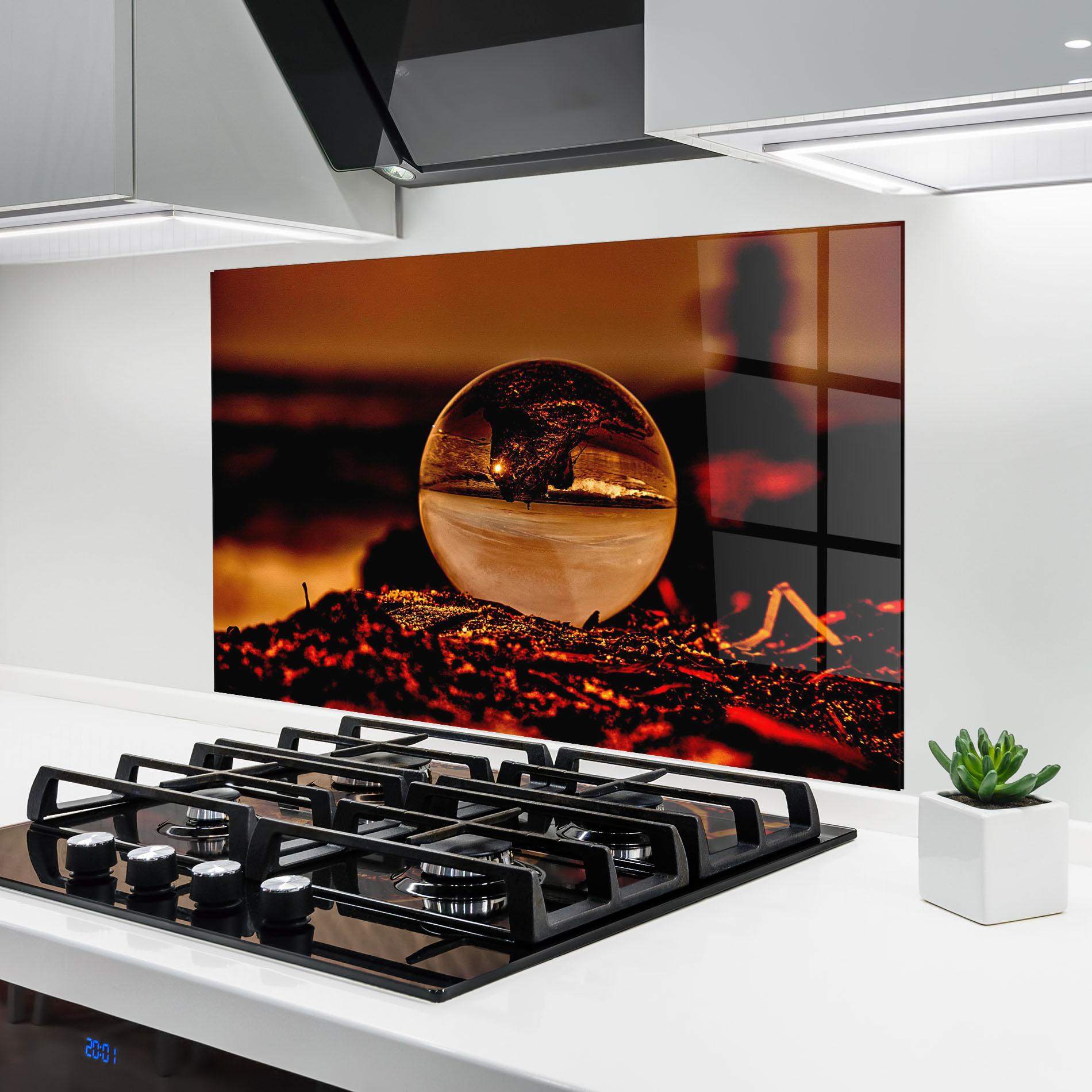Стъклен панел за кухня Fire Glass Ball mockup 6