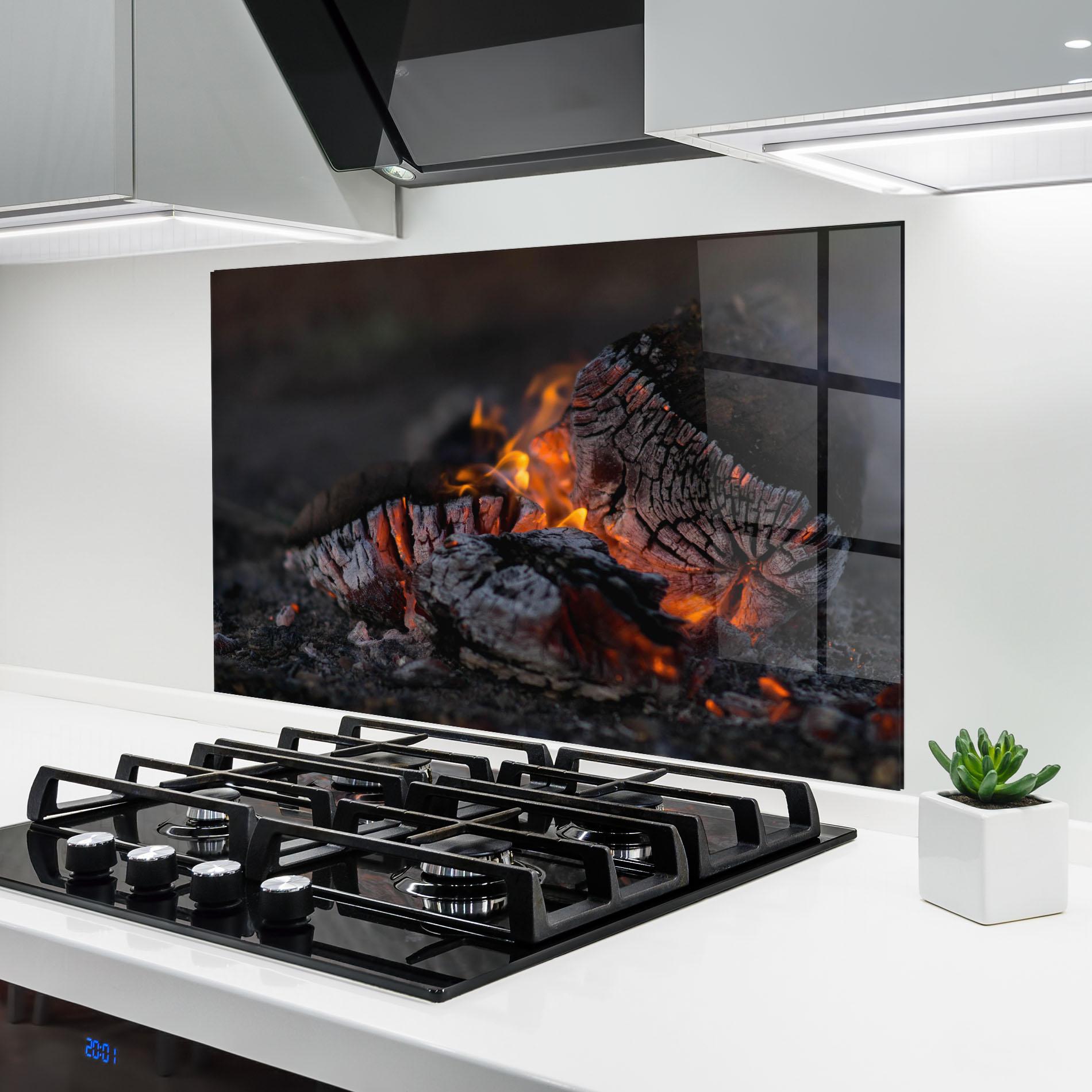 Стъклен панел за кухня Fire Start mockup 6