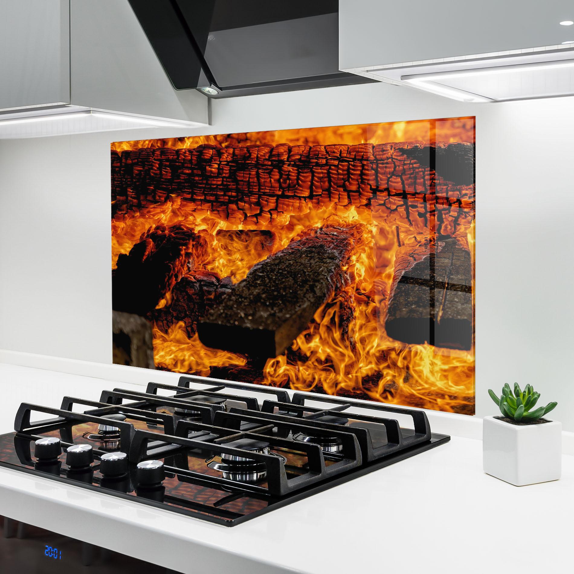 Стъклен панел за кухня Inferno Heat mockup 6