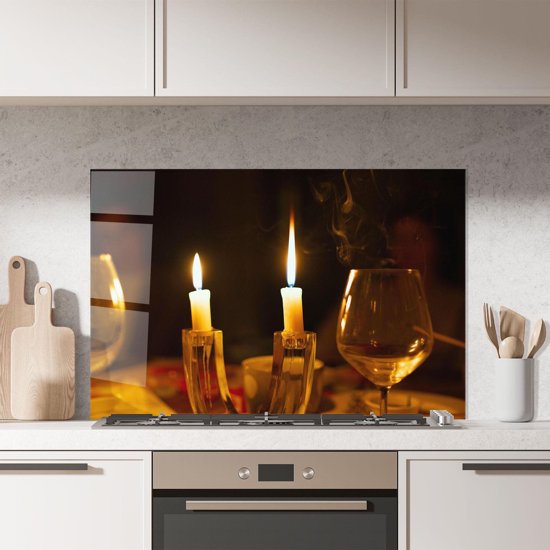 Стъклен панел за кухня Candle Light mockup 7
