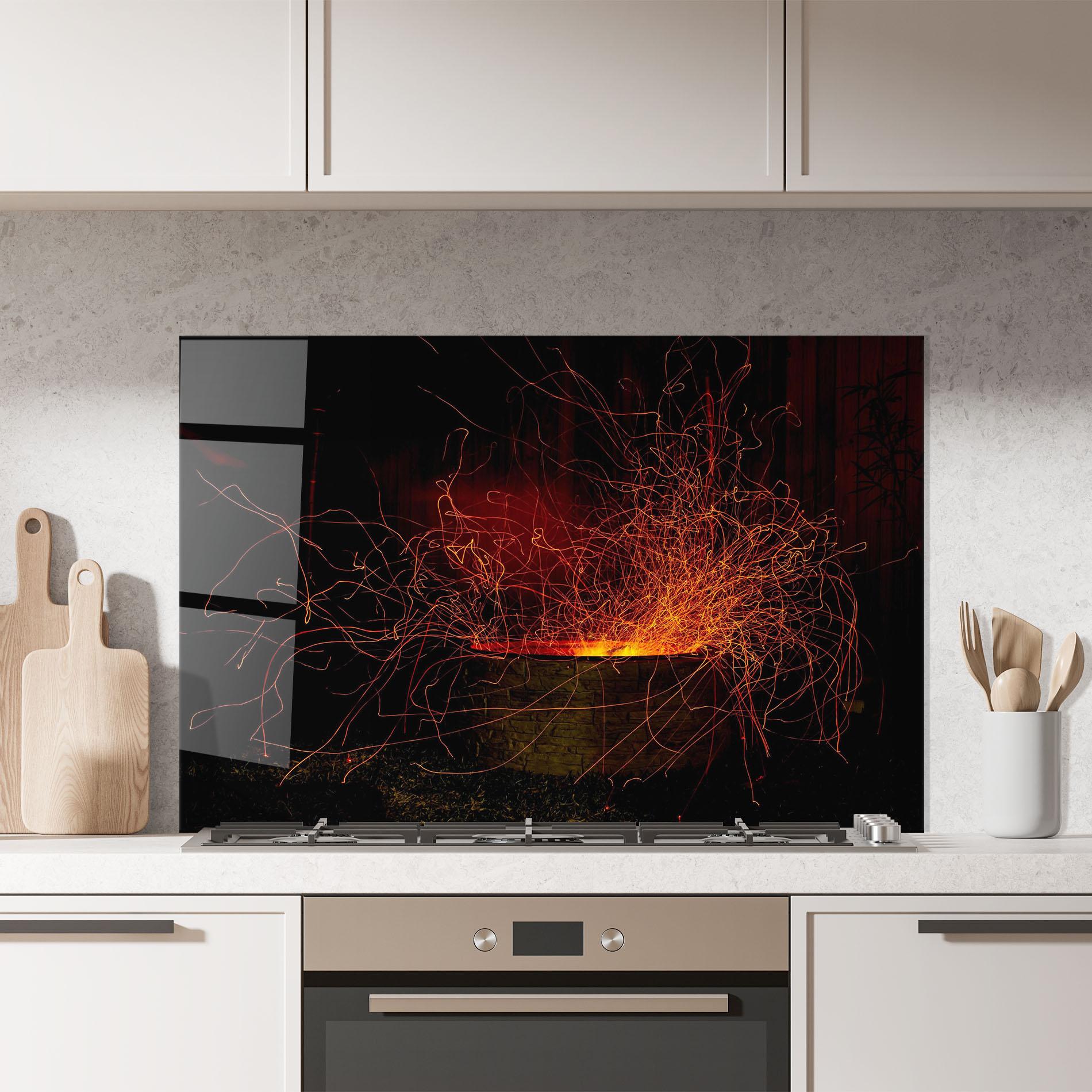Стъклен панел за кухня Fire Drawing Effect mockup 7