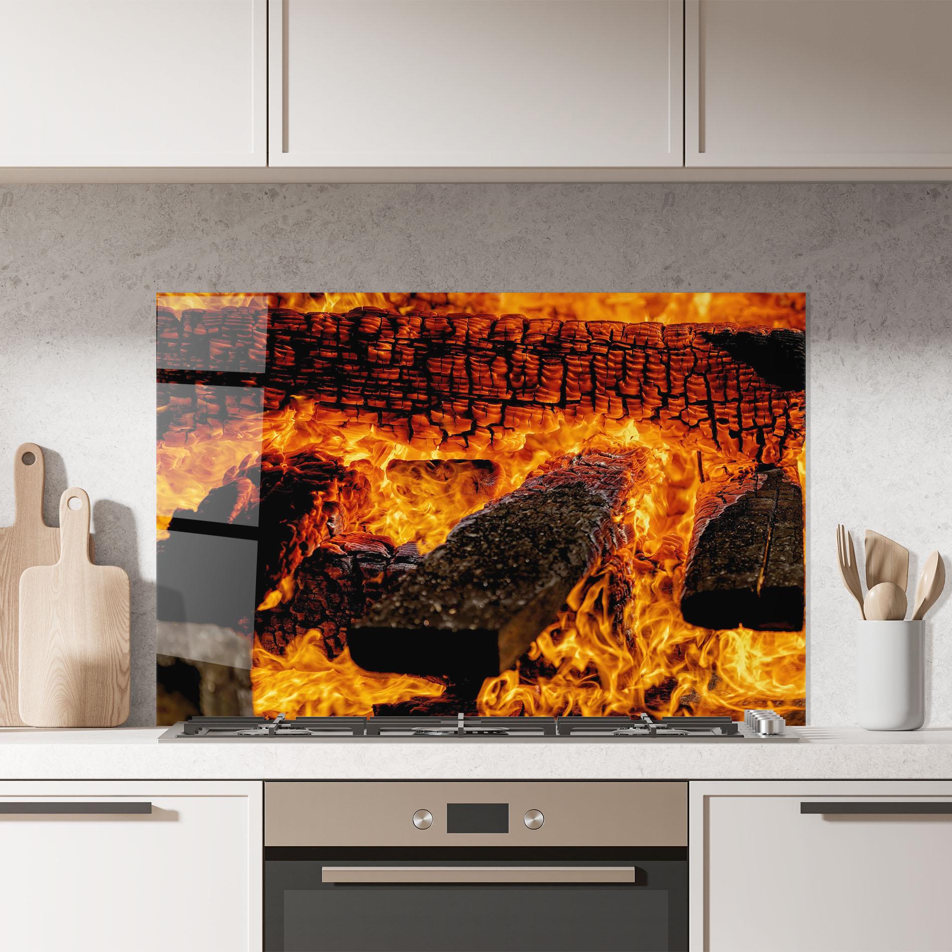 Стъклен панел за кухня Inferno Heat mockup 7