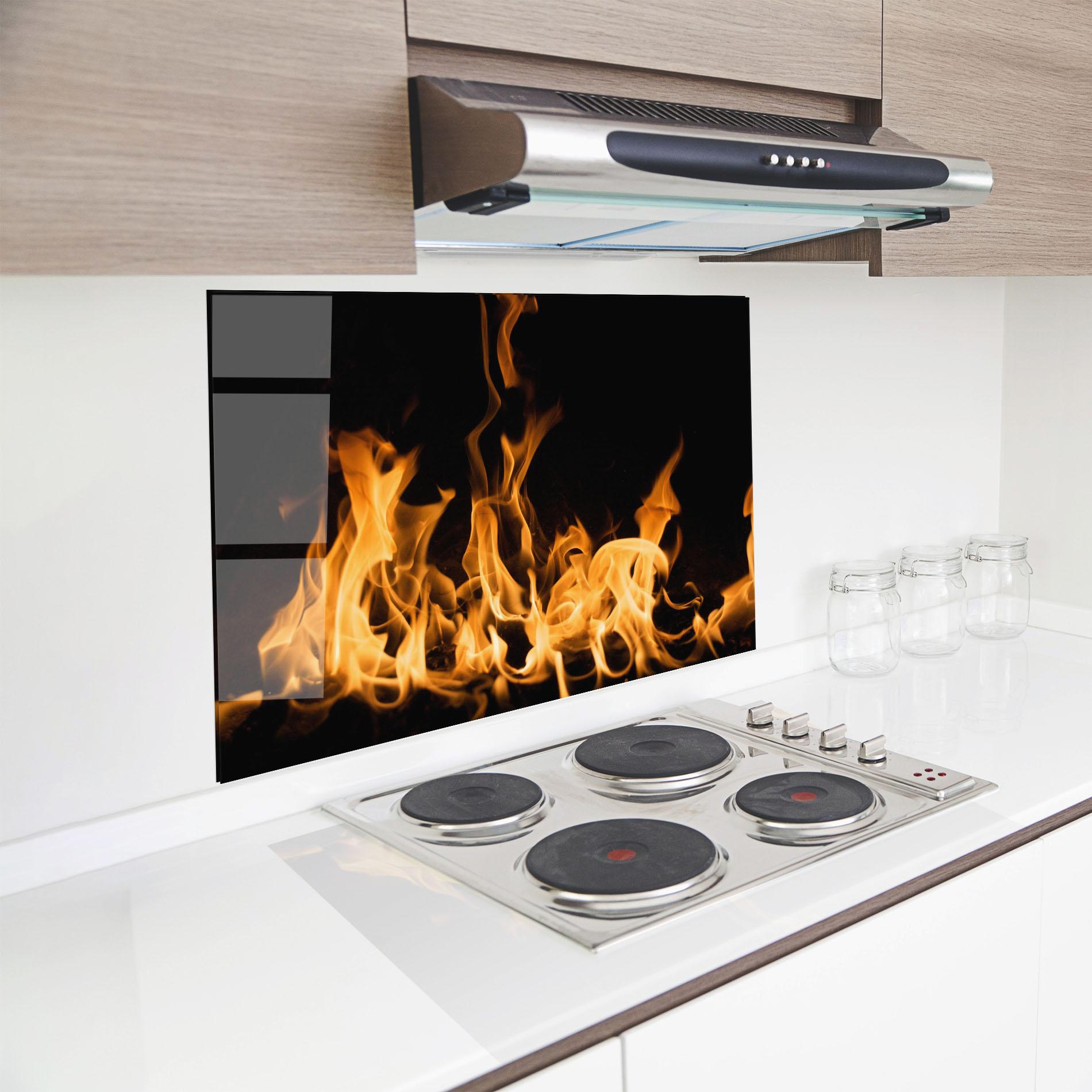 Стъклен панел за кухня Bright Flame mockup 8