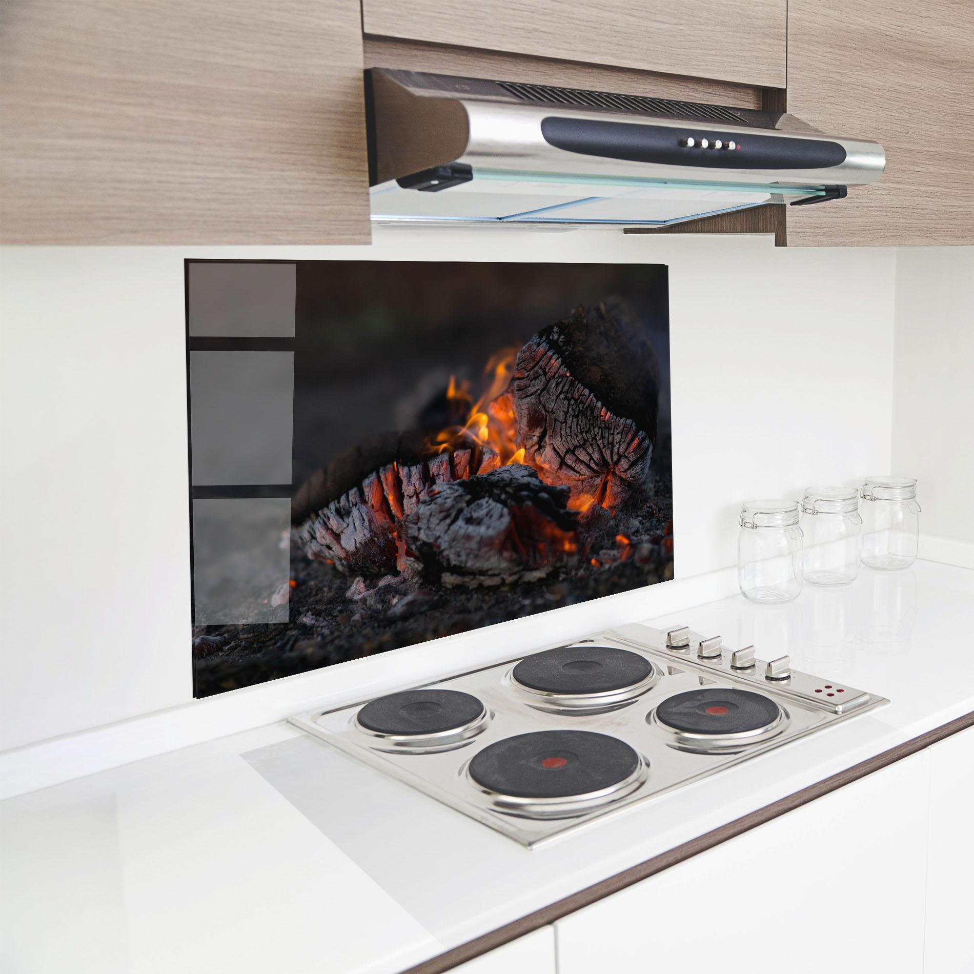 Стъклен панел за кухня Fire Start mockup 8