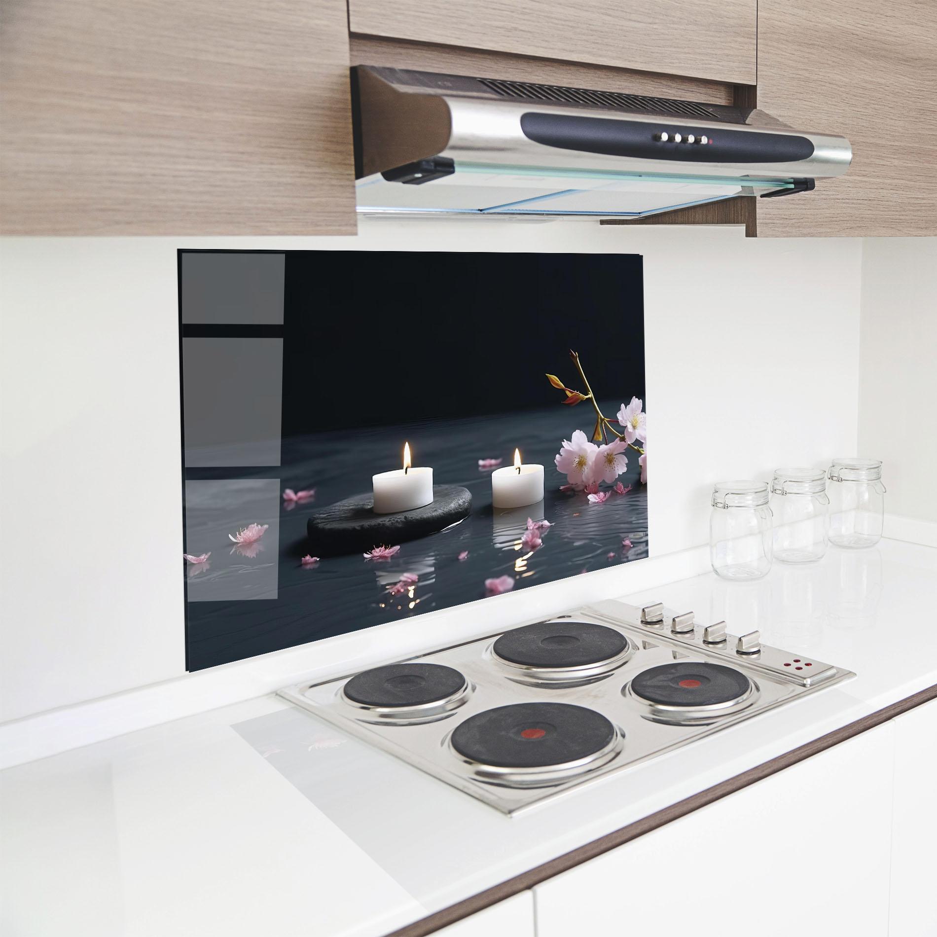 Стъклен панел за кухня Spa White Candle mockup 8