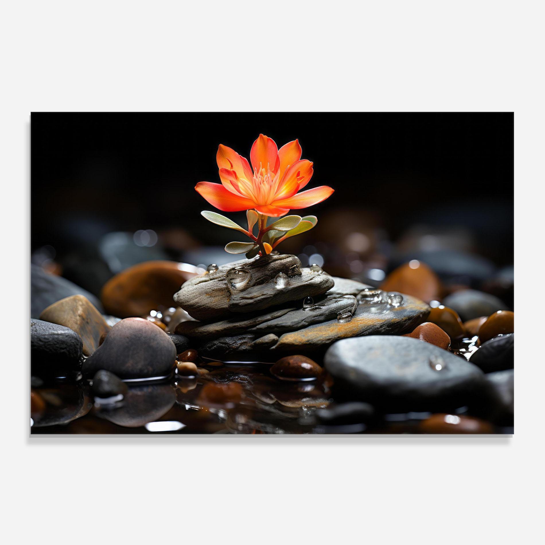 Стъклен панел за кухня Orange Flower Stone mockup 0