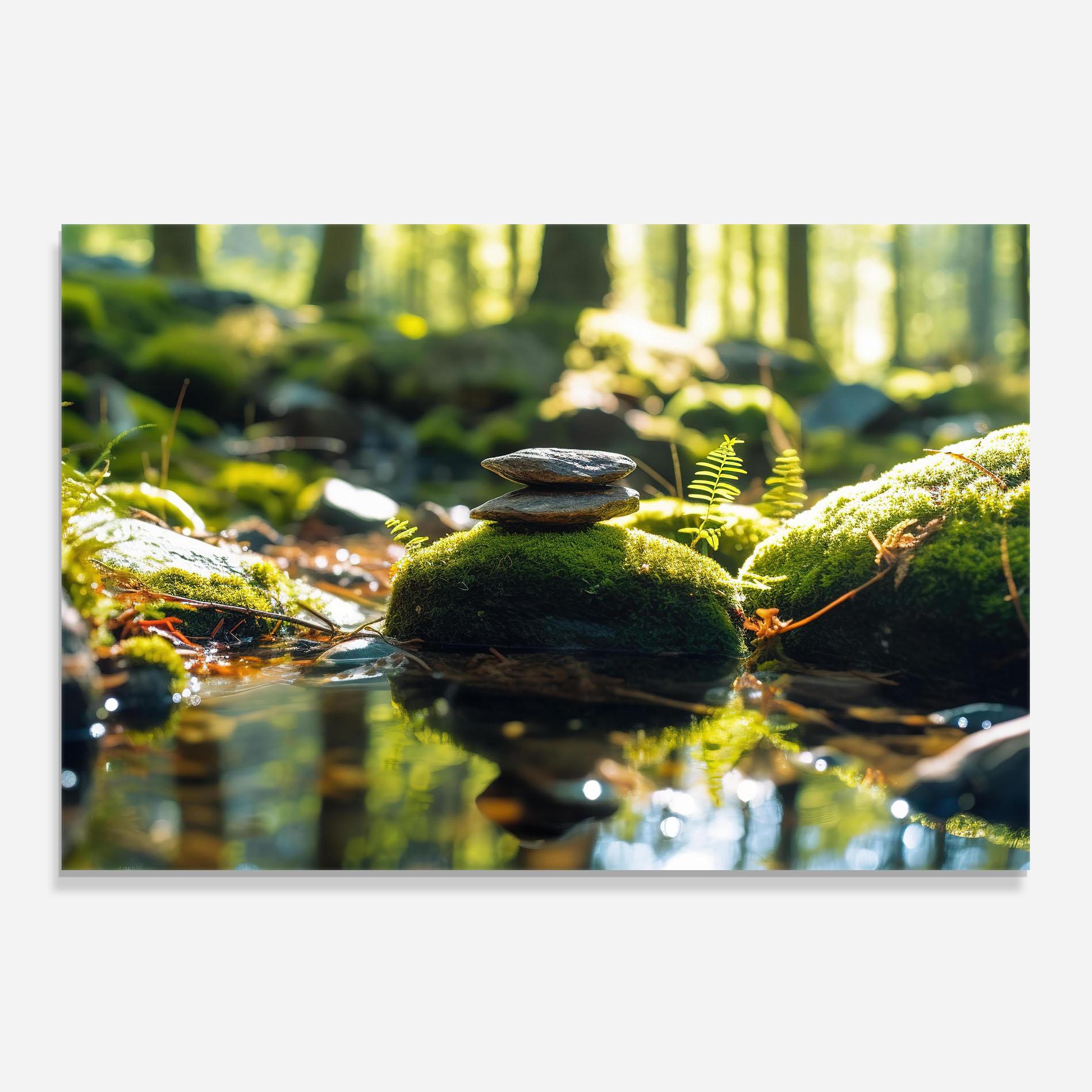 Стъклен панел за кухня Sunlight Green Forest mockup 0