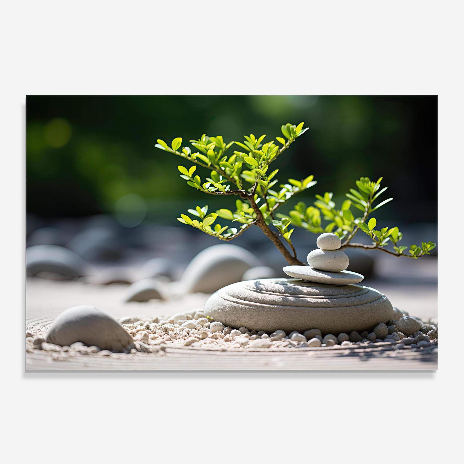 Стъклен панел за кухня White Pebbles Plants mockup 0