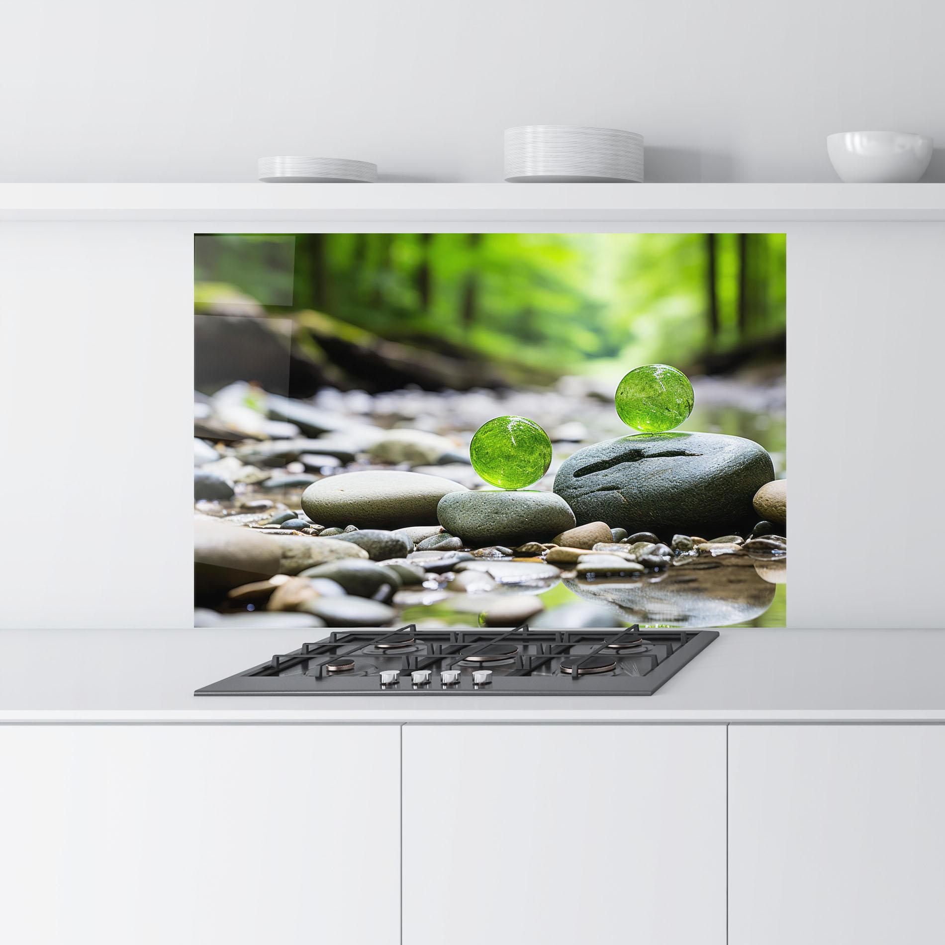 Стъклен панел за кухня Green Glass Balls mockup 9