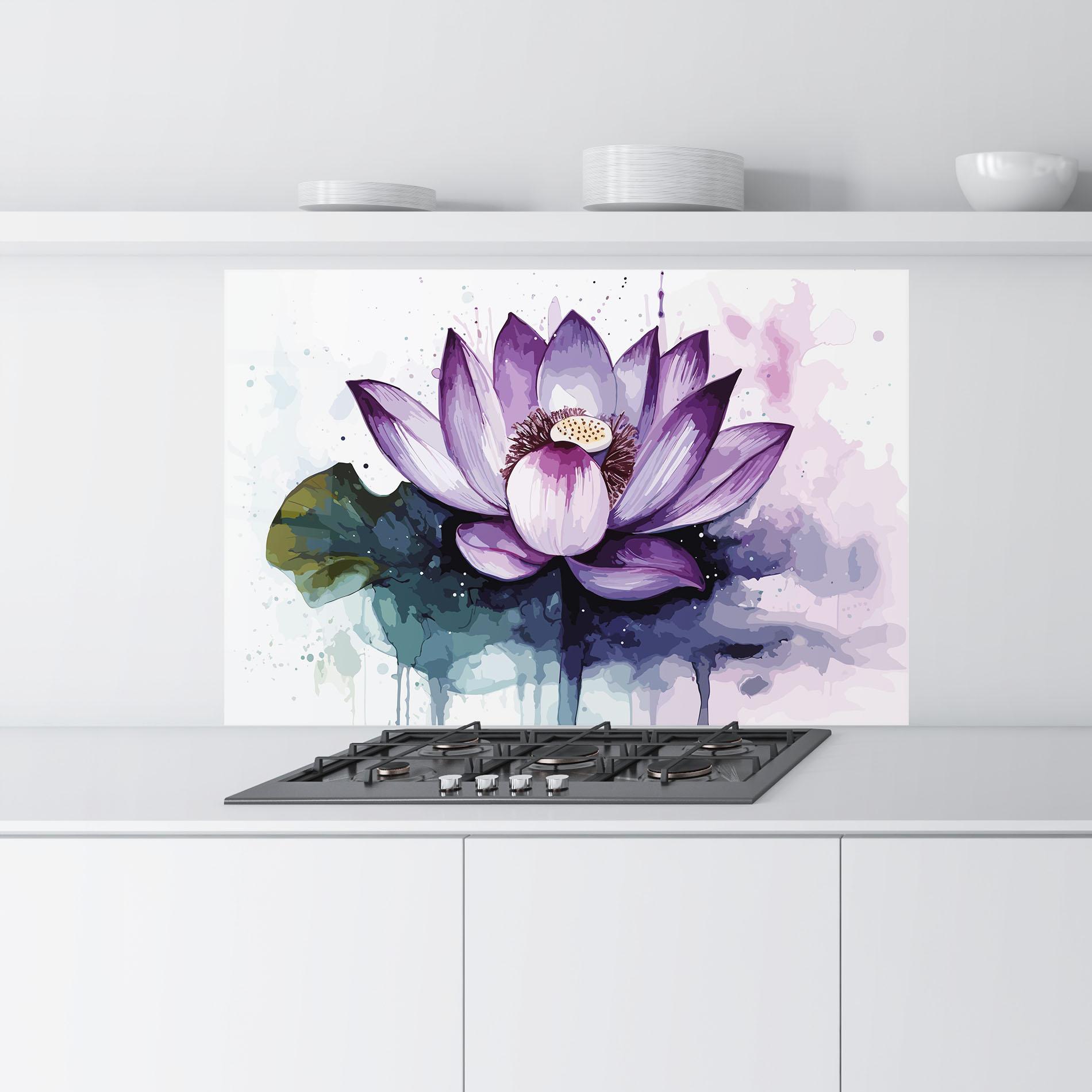 Стъклен панел за кухня Purple Lotus Art mockup 9
