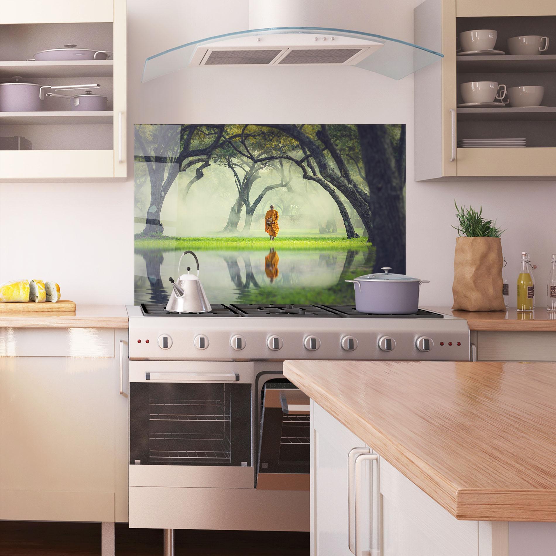 Стъклен панел за кухня Buddha Nature mockup 1