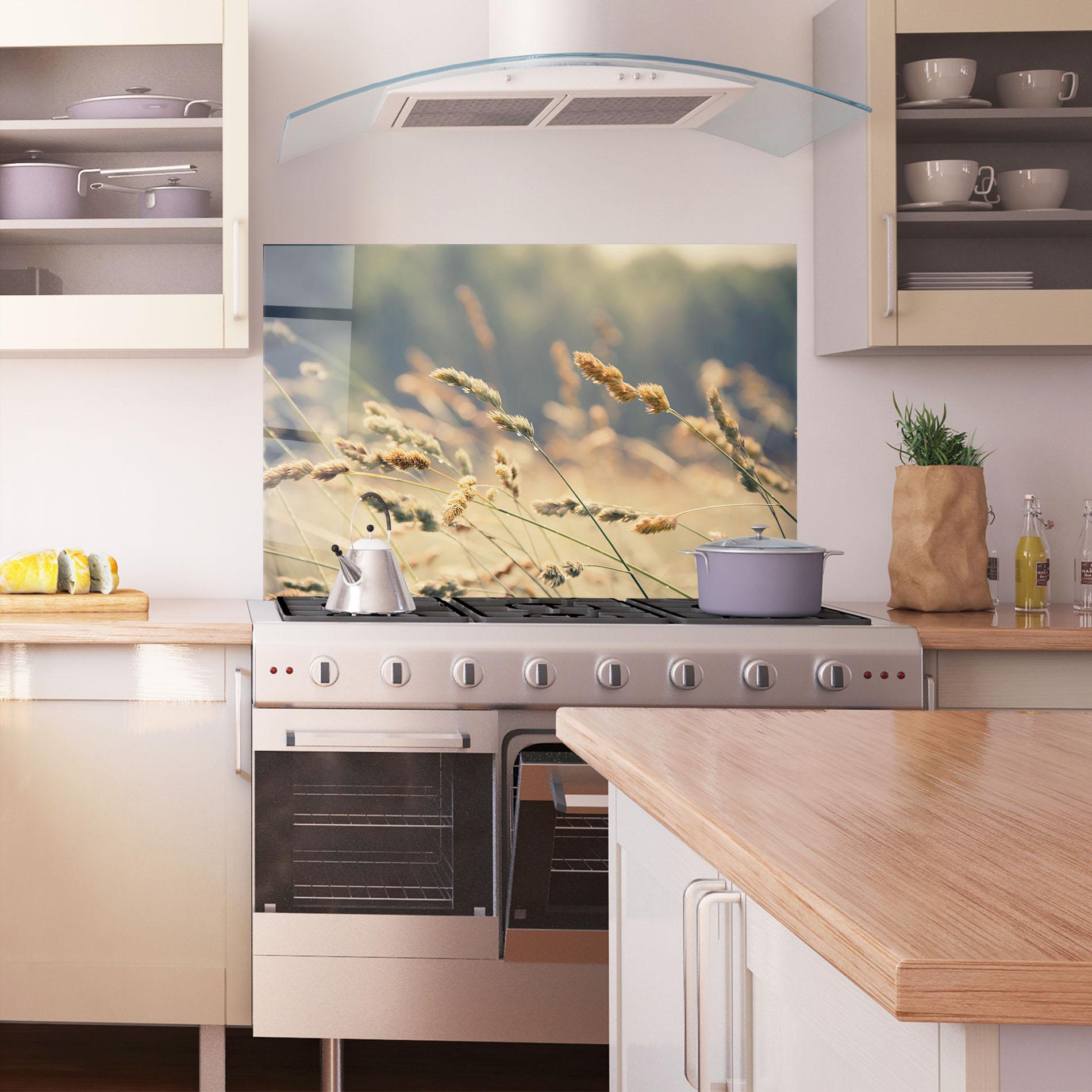 Стъклен панел за кухня Cream Nature Plants mockup 1