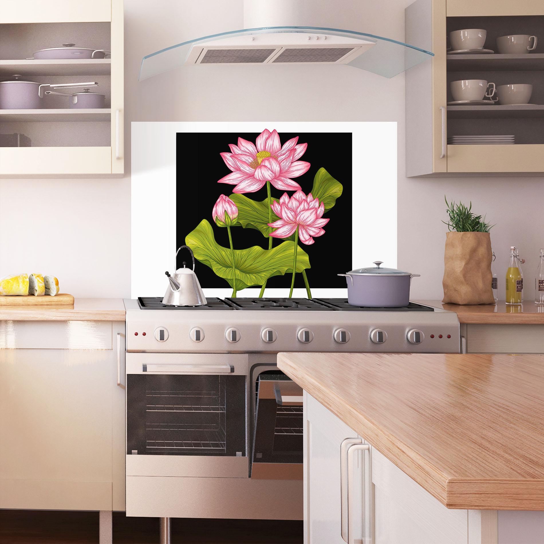 Стъклен панел за кухня Feng Shui Flower mockup 1