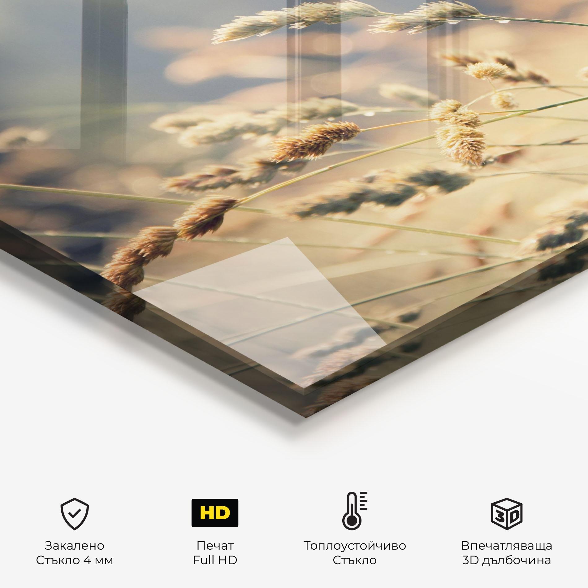 Стъклен панел за кухня Cream Nature Plants mockup 2