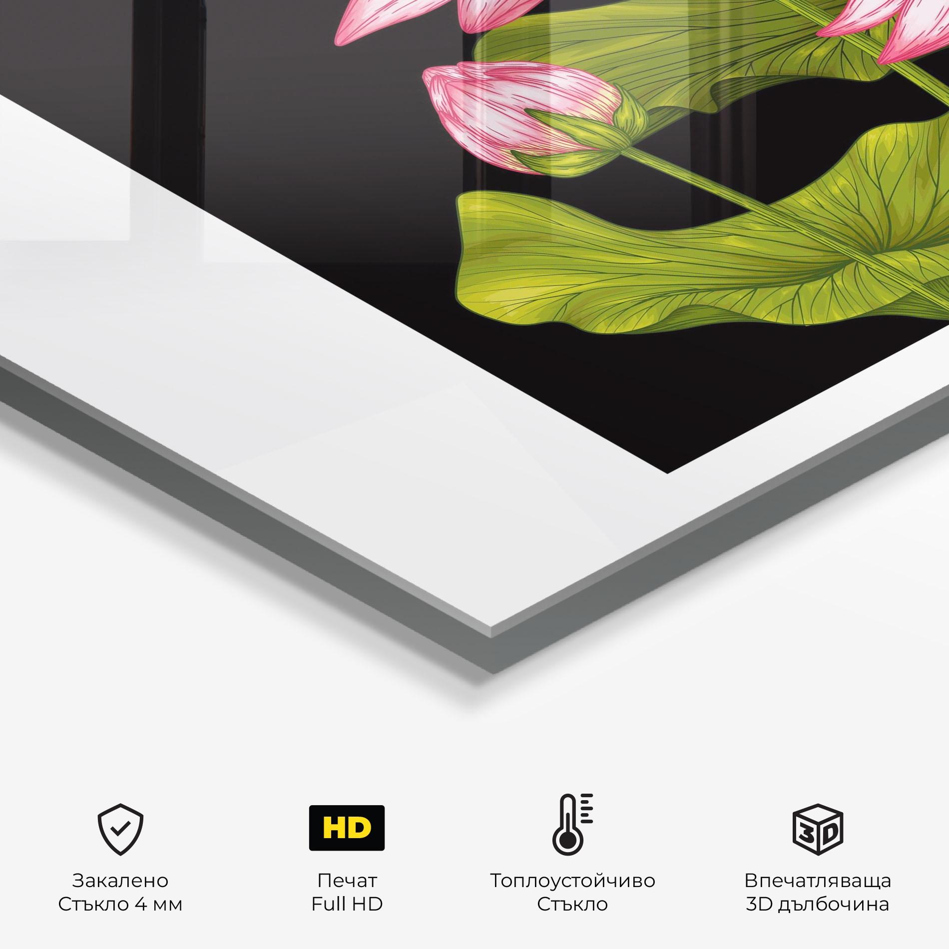 Стъклен панел за кухня Feng Shui Flower mockup 2