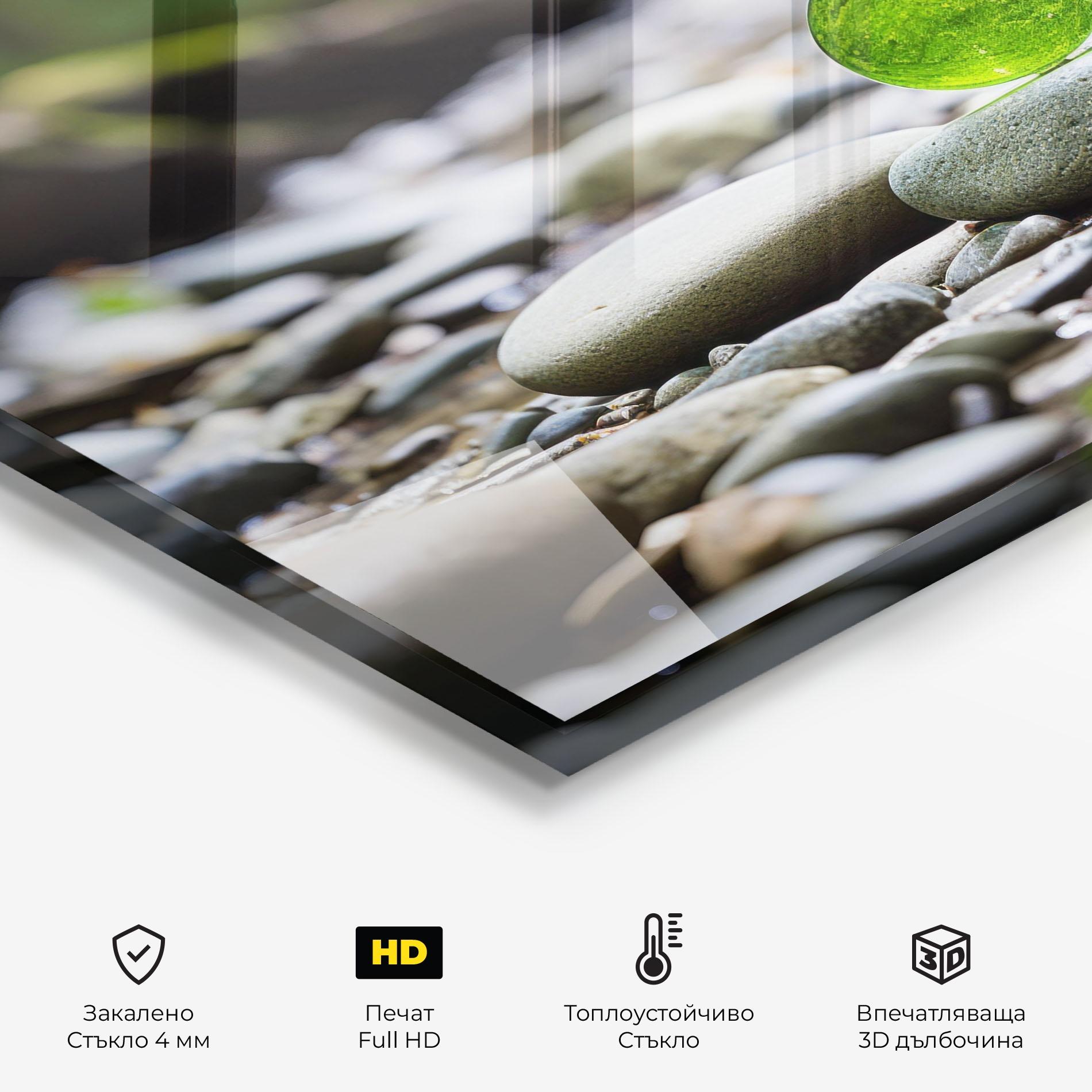 Стъклен панел за кухня Green Glass Balls mockup 2