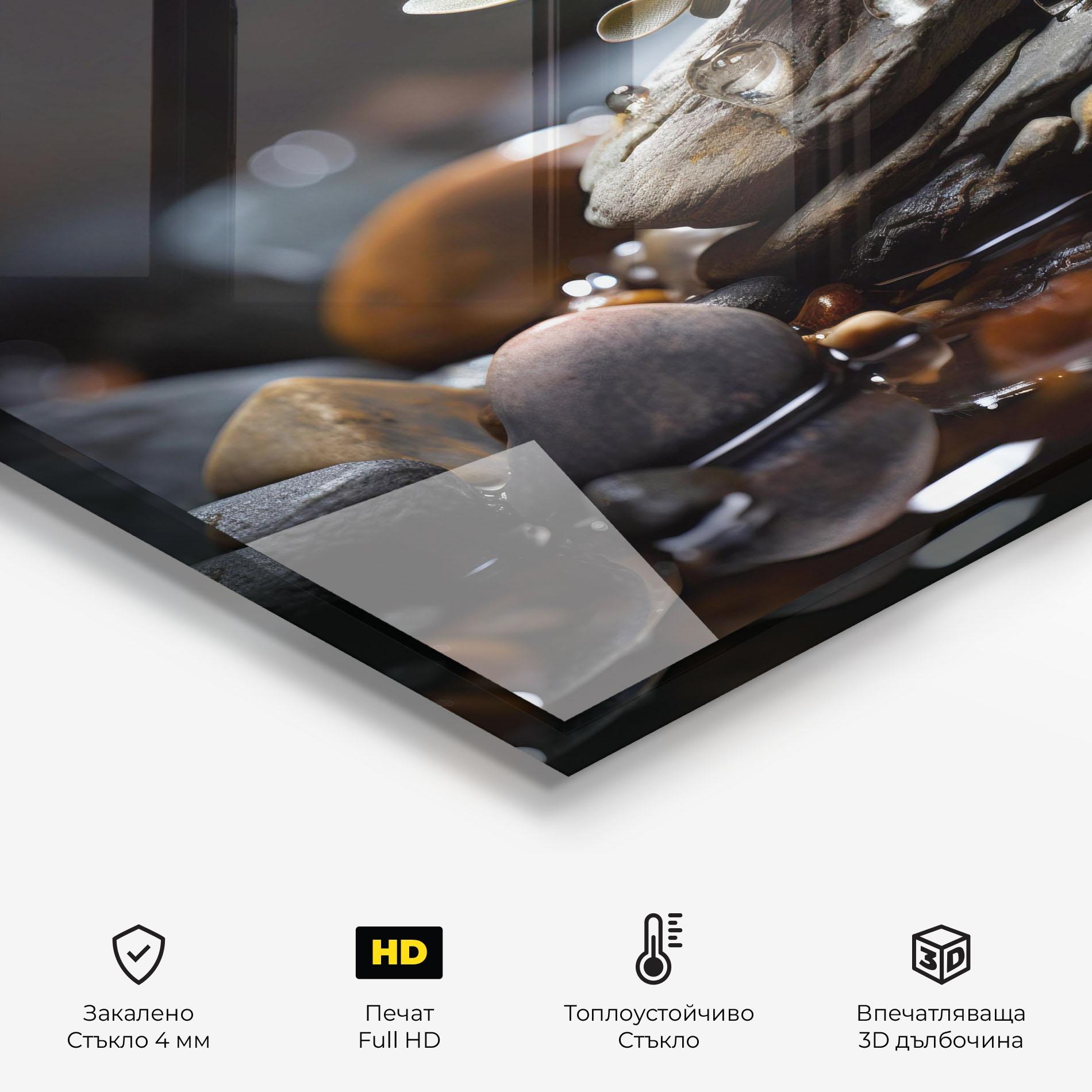 Стъклен панел за кухня Orange Flower Stone mockup 2