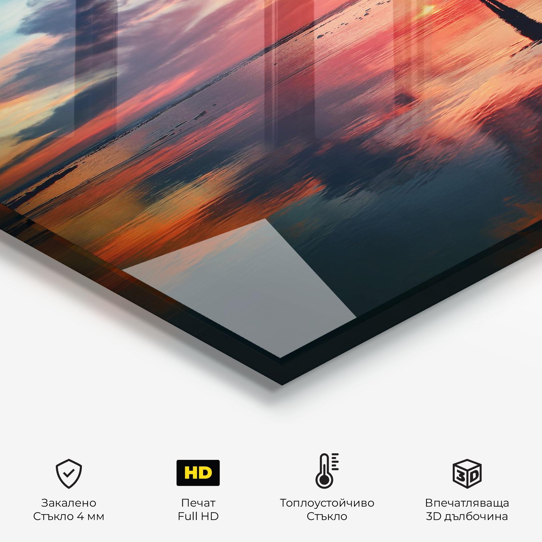 Стъклен панел за кухня Pink Purple Sky Man mockup 2