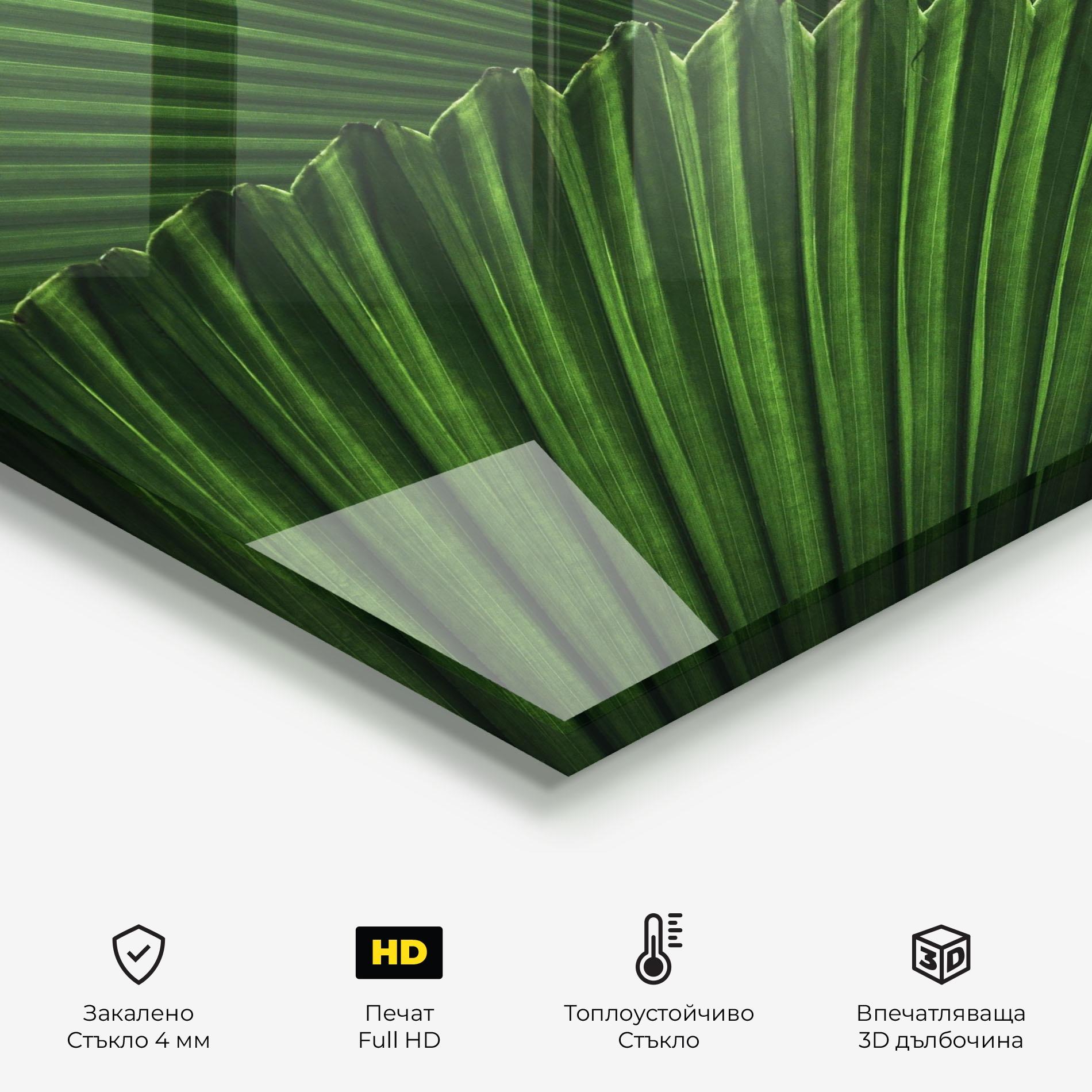 Стъклен панел за кухня Strong Green Leaf Art mockup 2