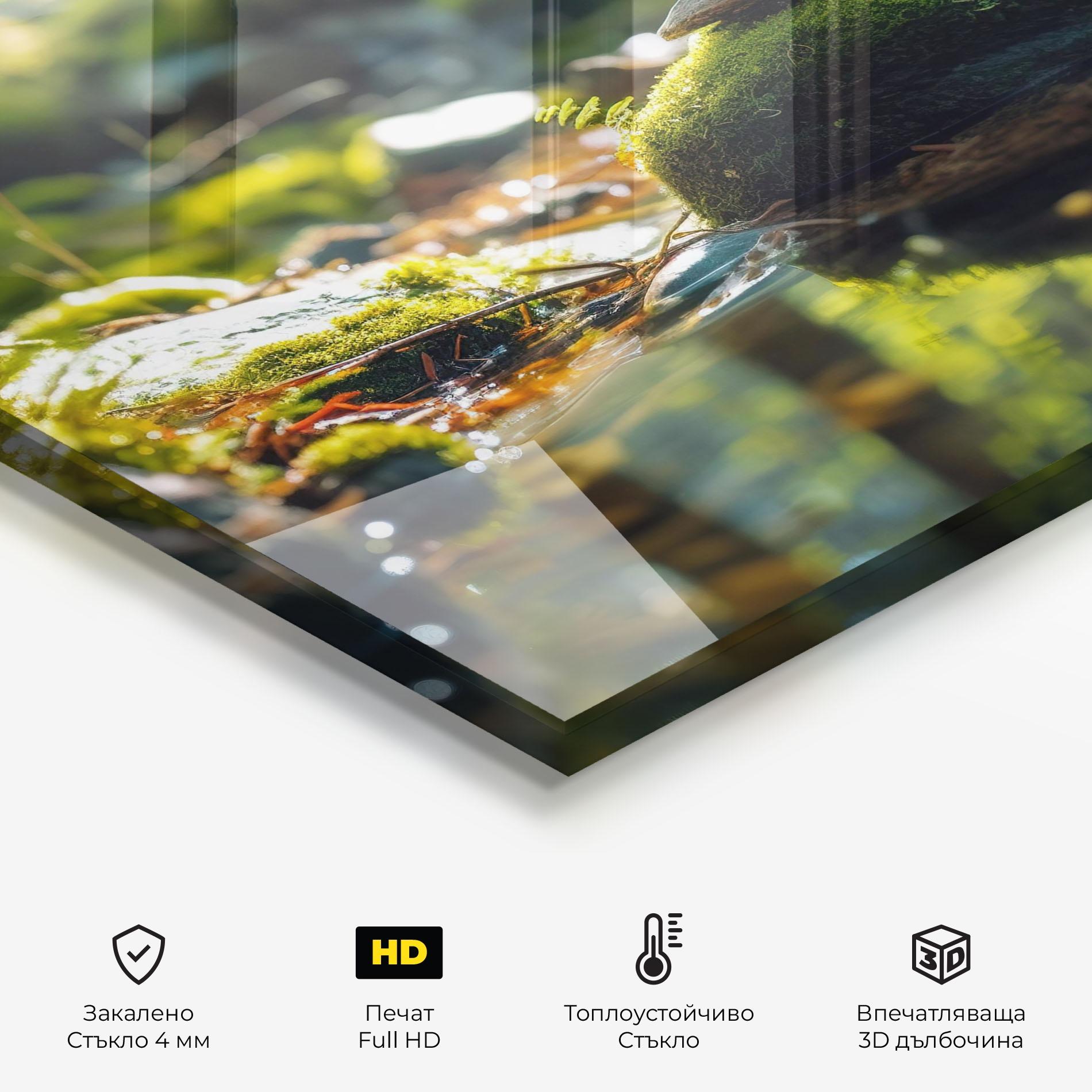 Стъклен панел за кухня Sunlight Green Forest mockup 2