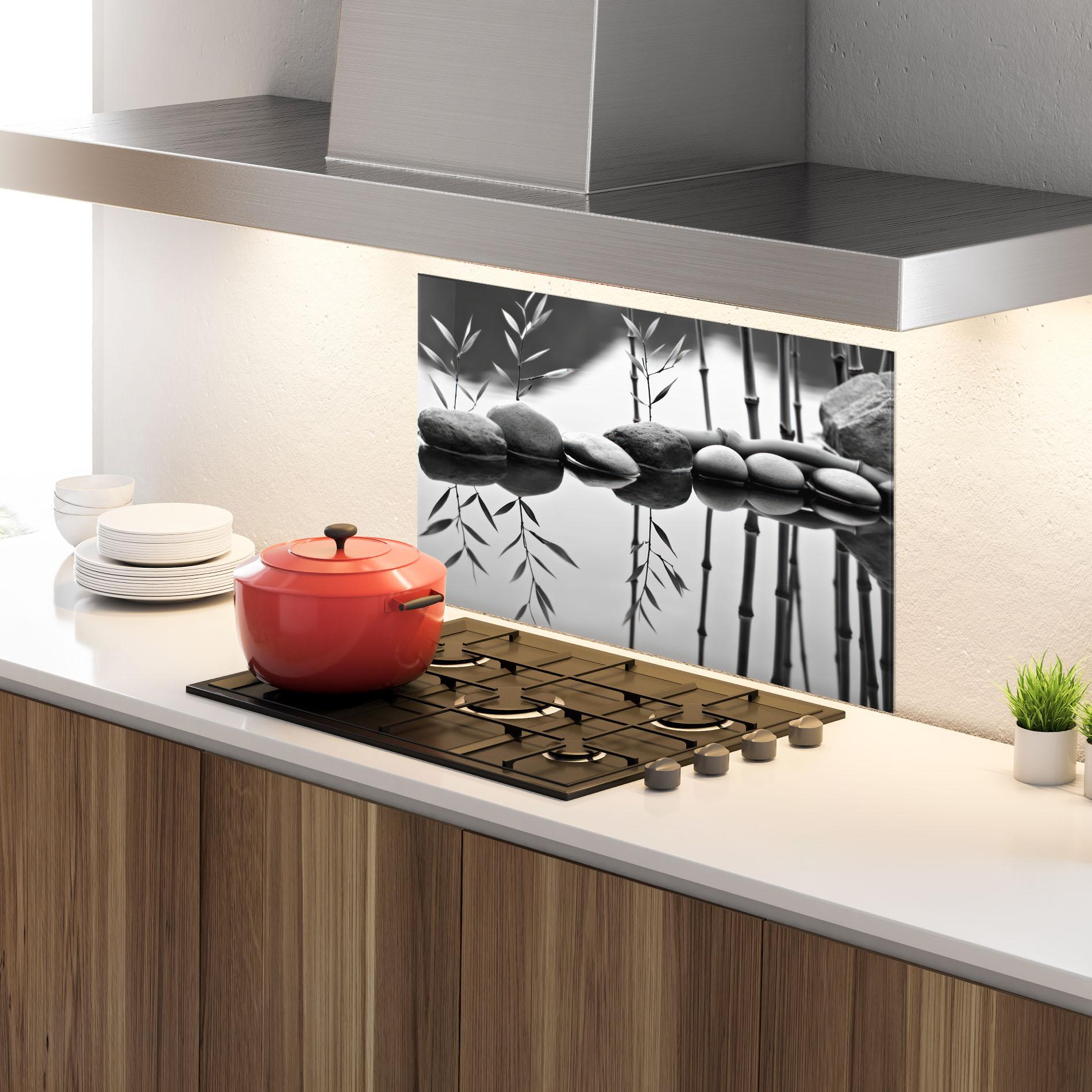 Стъклен панел за кухня Bamboo Lake mockup 4