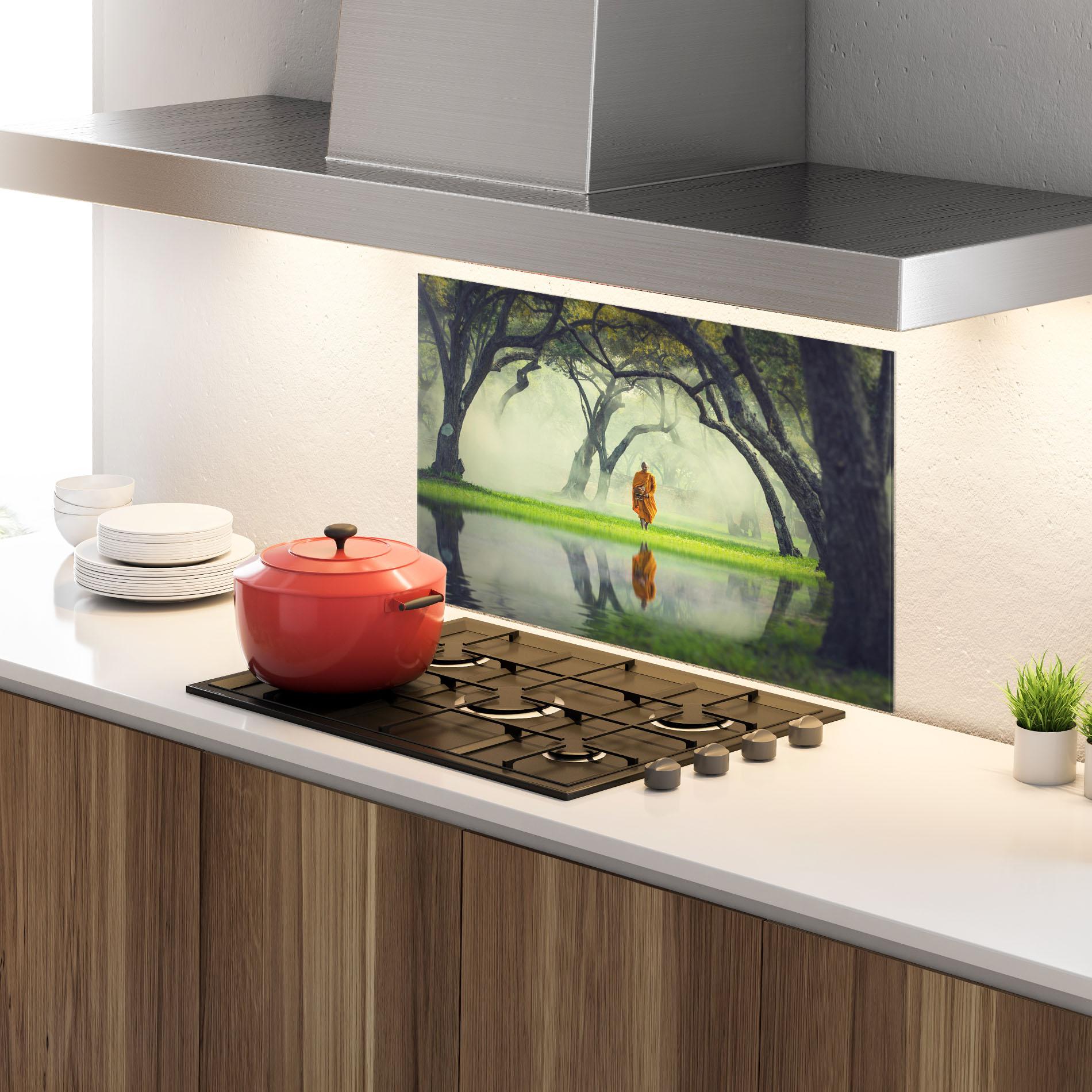 Стъклен панел за кухня Buddha Nature mockup 4