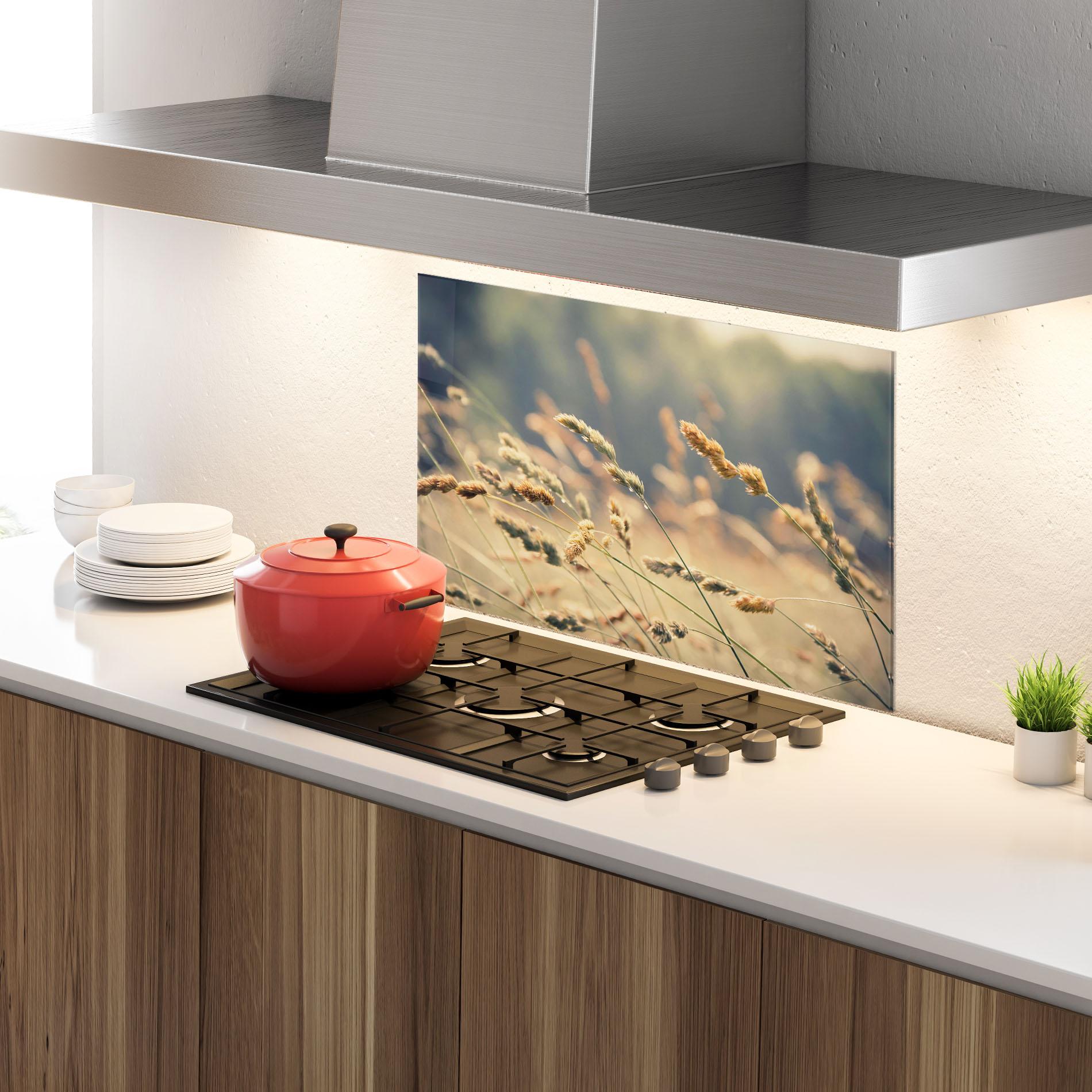 Стъклен панел за кухня Cream Nature Plants mockup 4