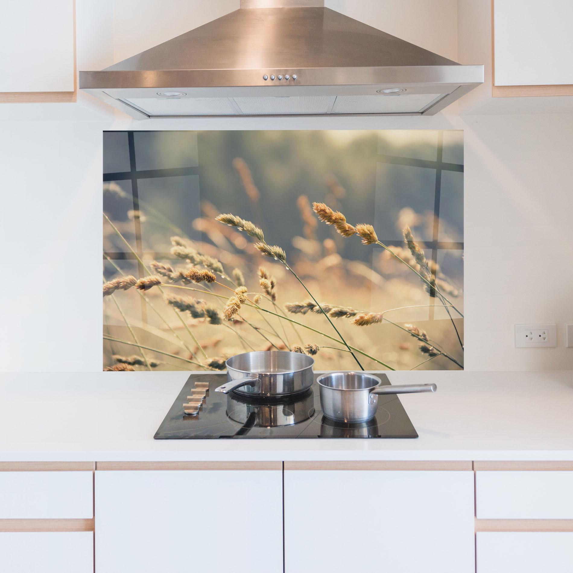 Стъклен панел за кухня Cream Nature Plants mockup 5
